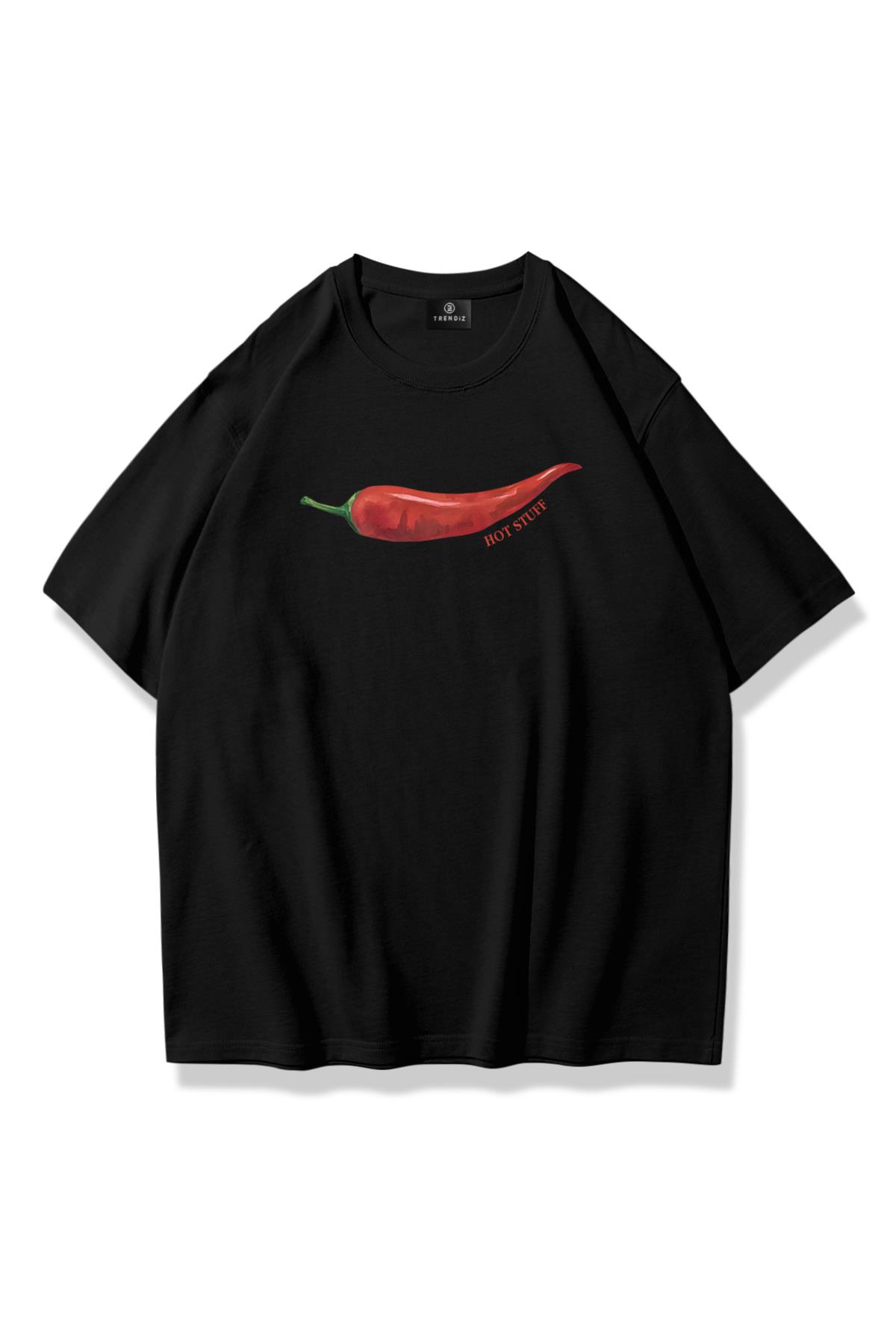 Unisex Hot Stuff Tshirt Siyah