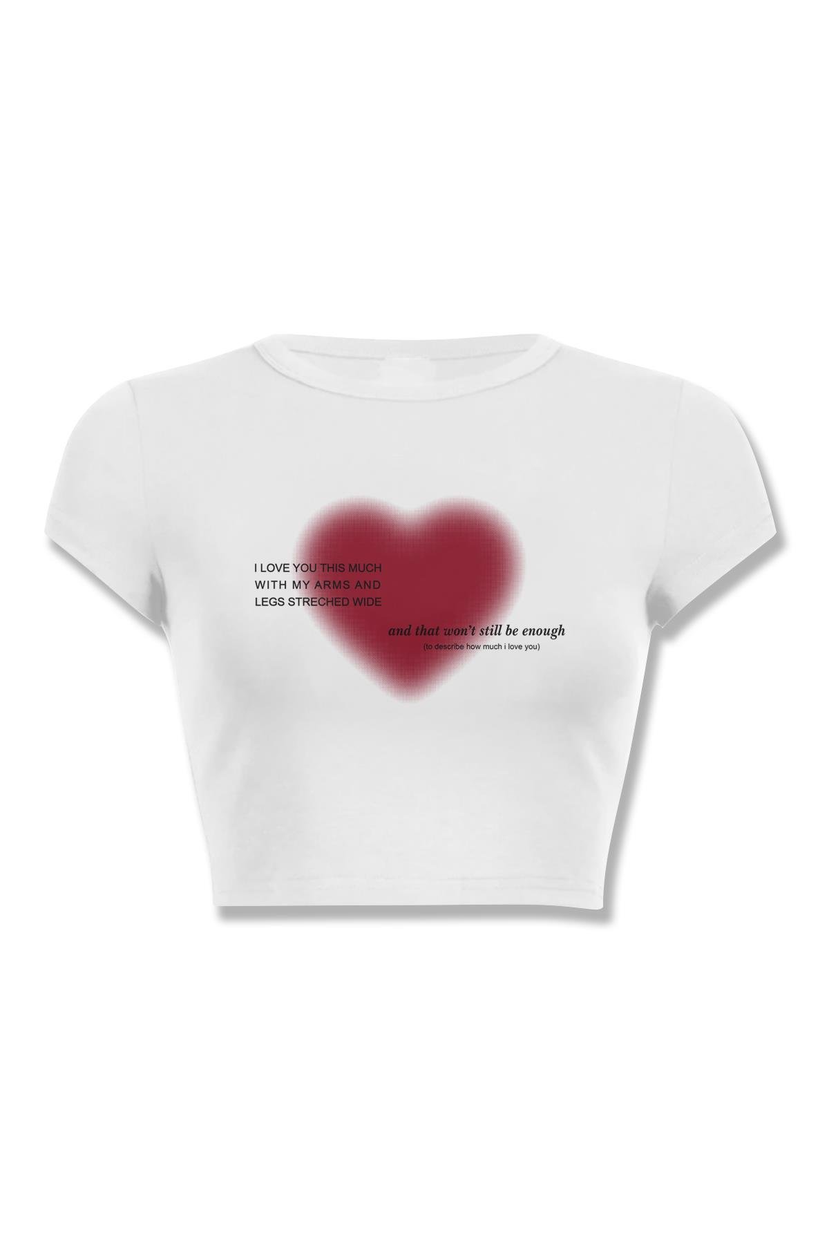 Kadın Aesthetic Heart Crop Beyaz