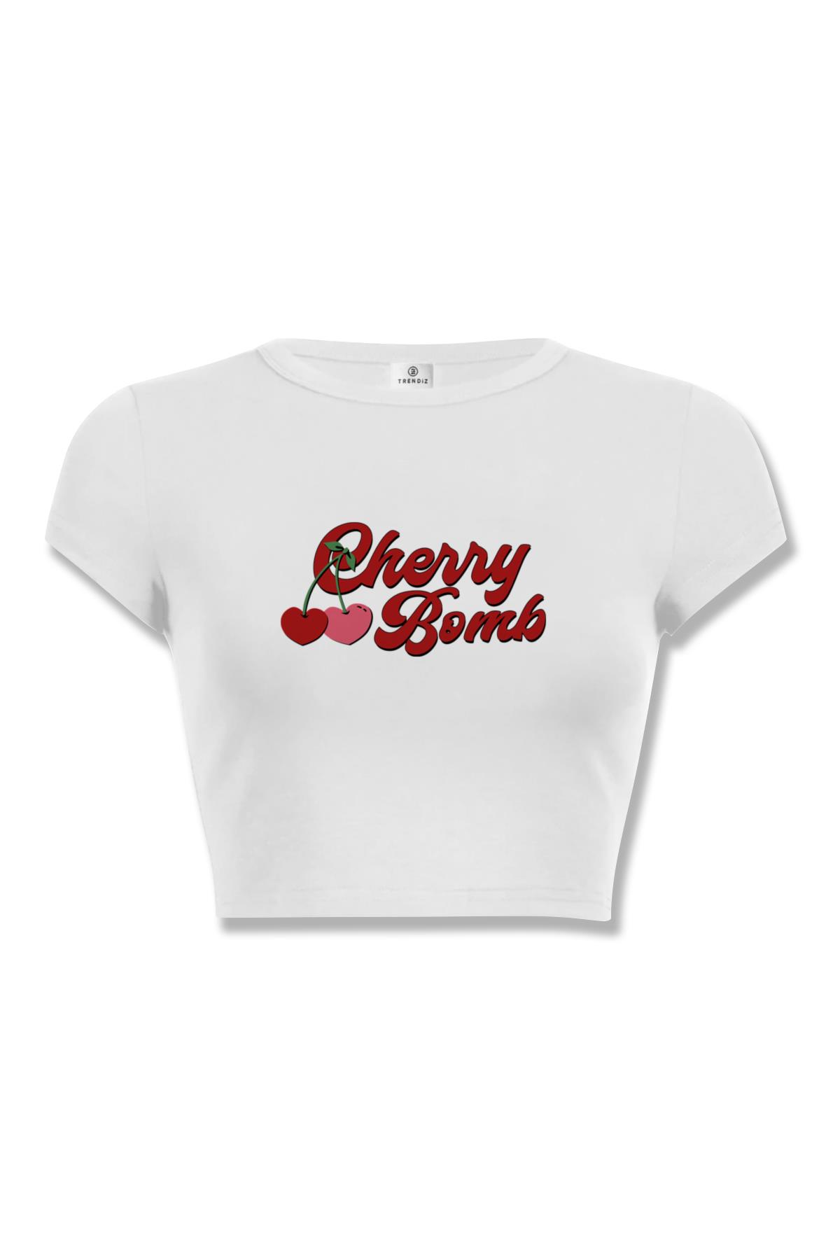 Kadın Cherry Bomb Crop Beyaz