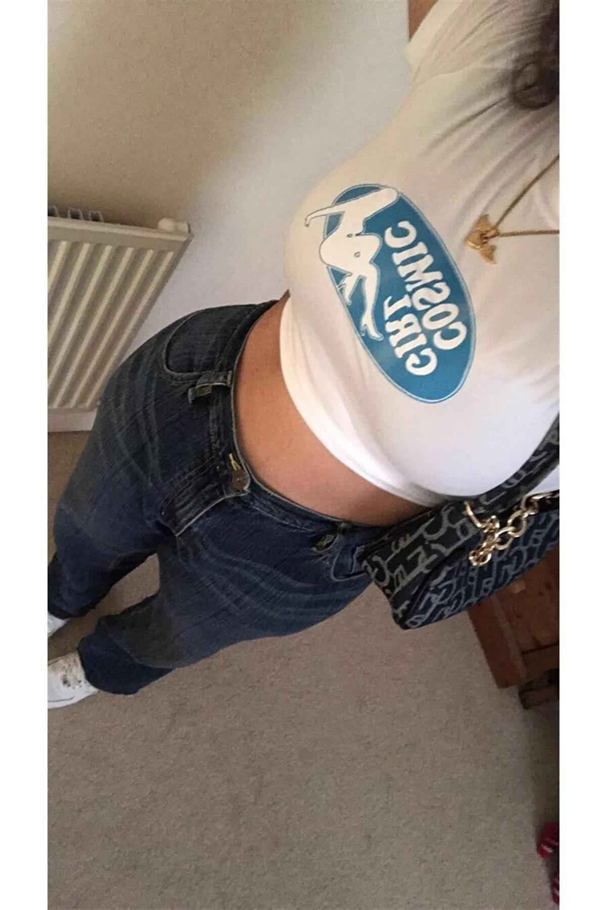 Kadın Cosmic Girl Crop Beyaz