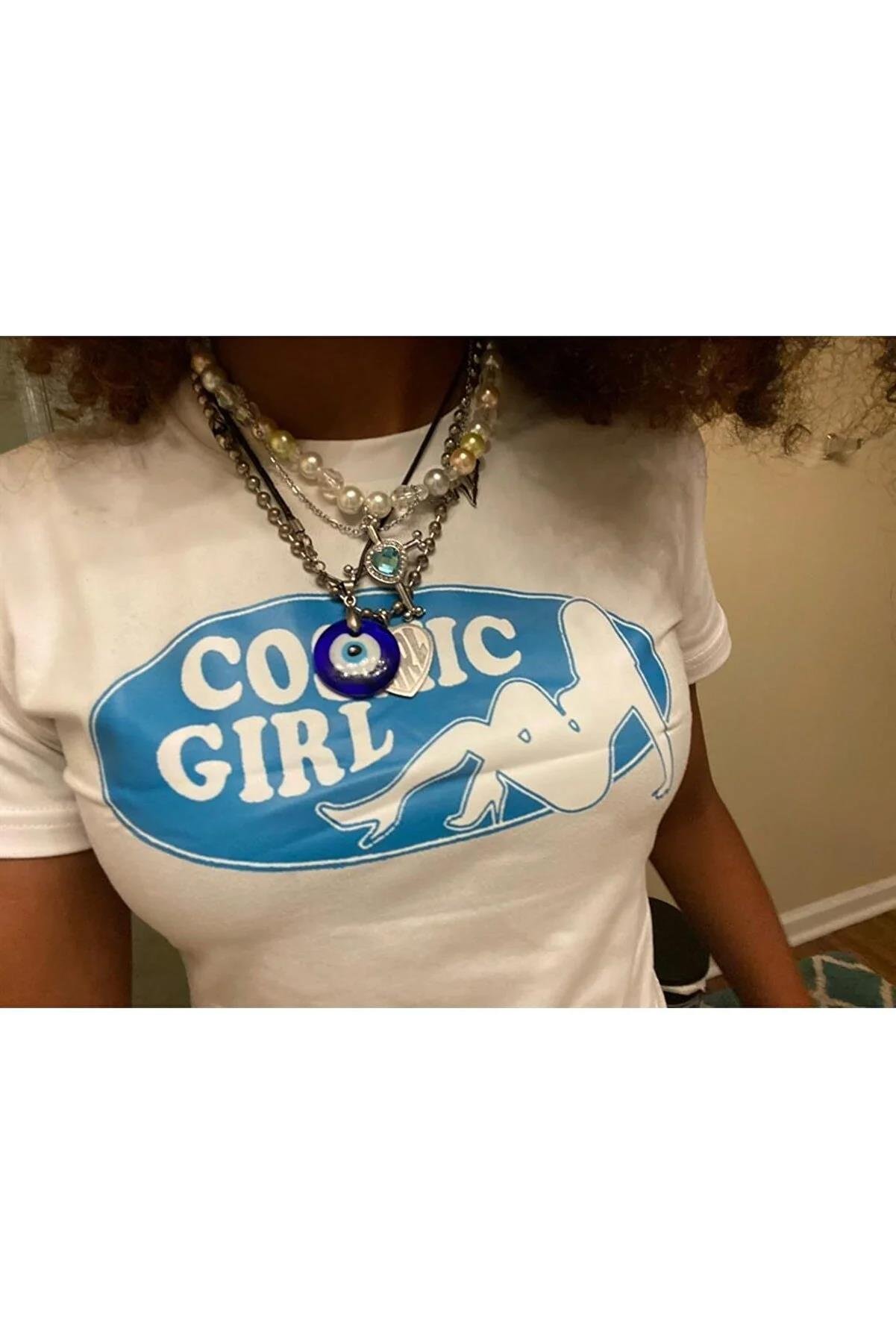 Kadın Cosmic Girl Crop Beyaz