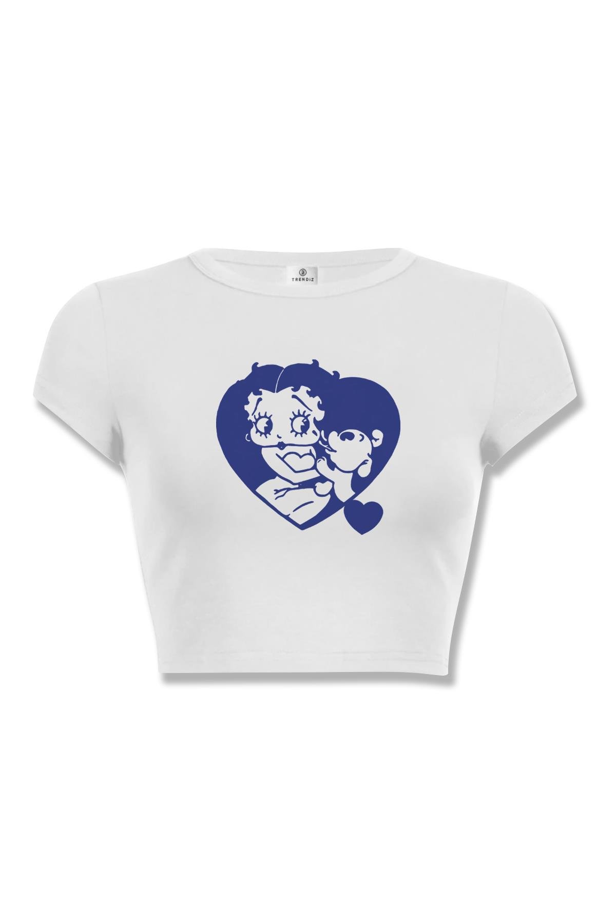 Kadın Dog in Heart Crop Beyaz