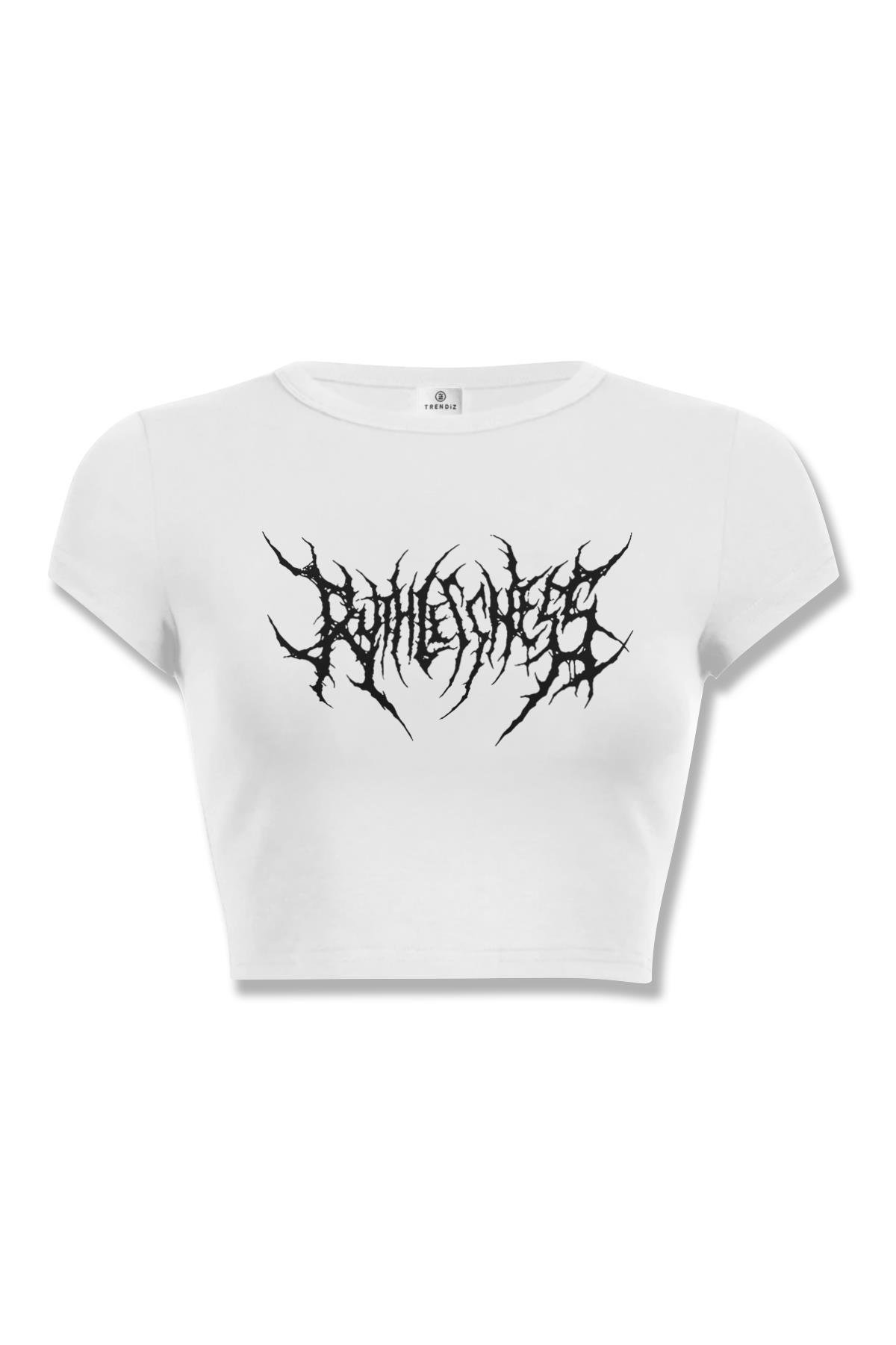 Kadın Gothic Ruthless Crop Beyaz