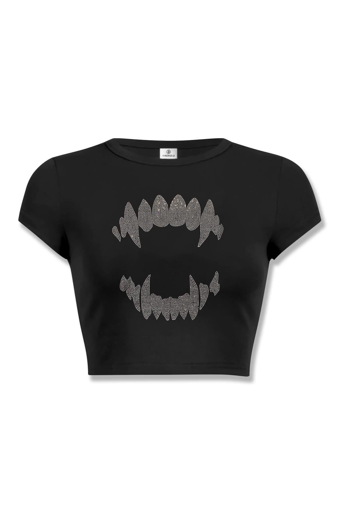 Kadın Teeth Crop Siyah
