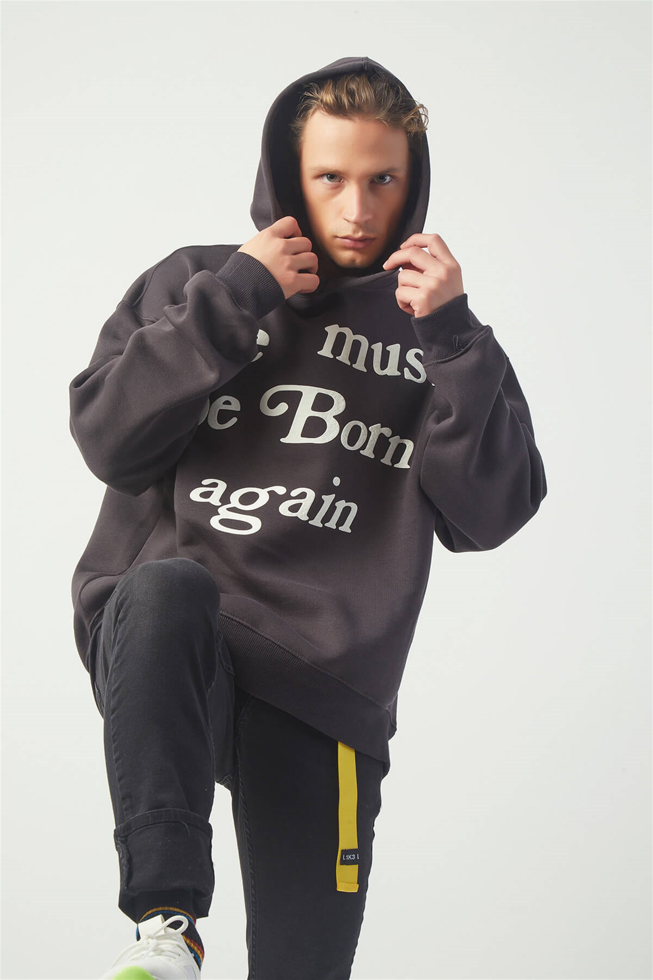 Trendiz Again Oversıze Sweatshirt Hoodie Koyugrı TR30023