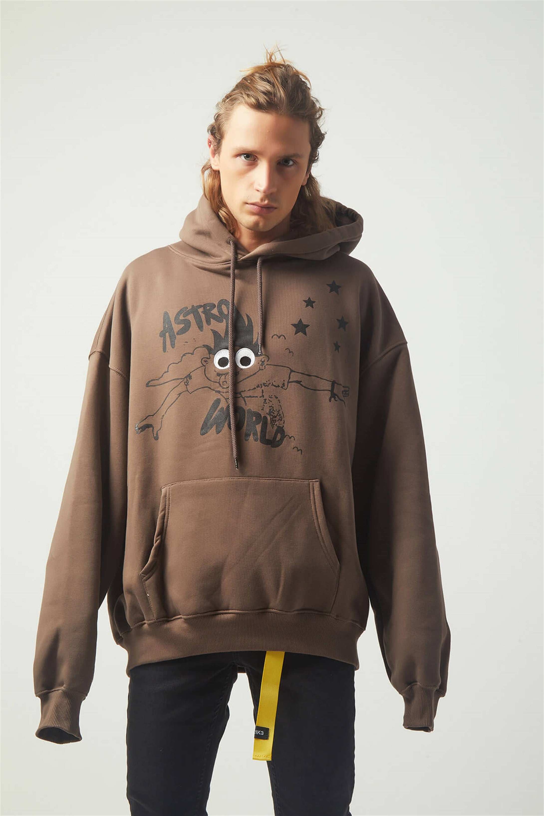 Trendiz Astroboy Oversıze Sweatshirt Hoodie Kahverengi TR30019