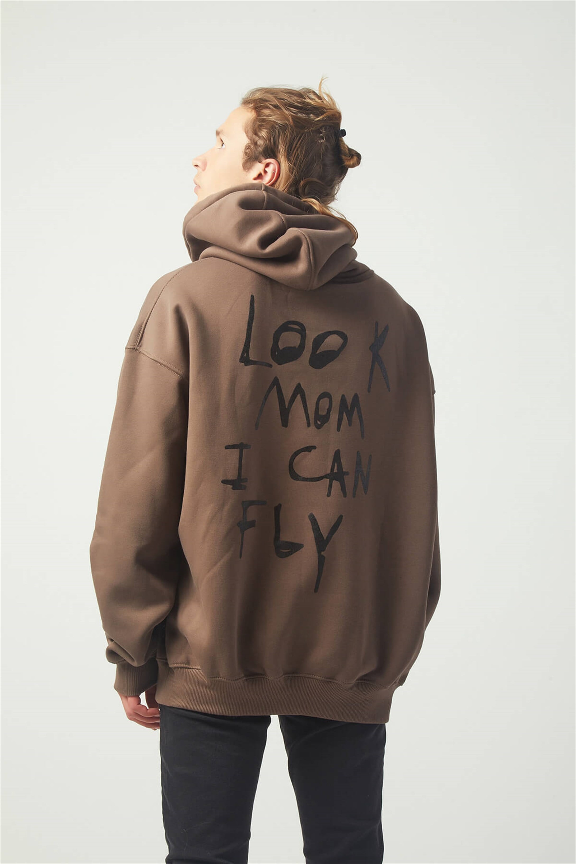 Trendiz Astroboy Oversıze Sweatshirt Hoodie Kahverengi TR30019