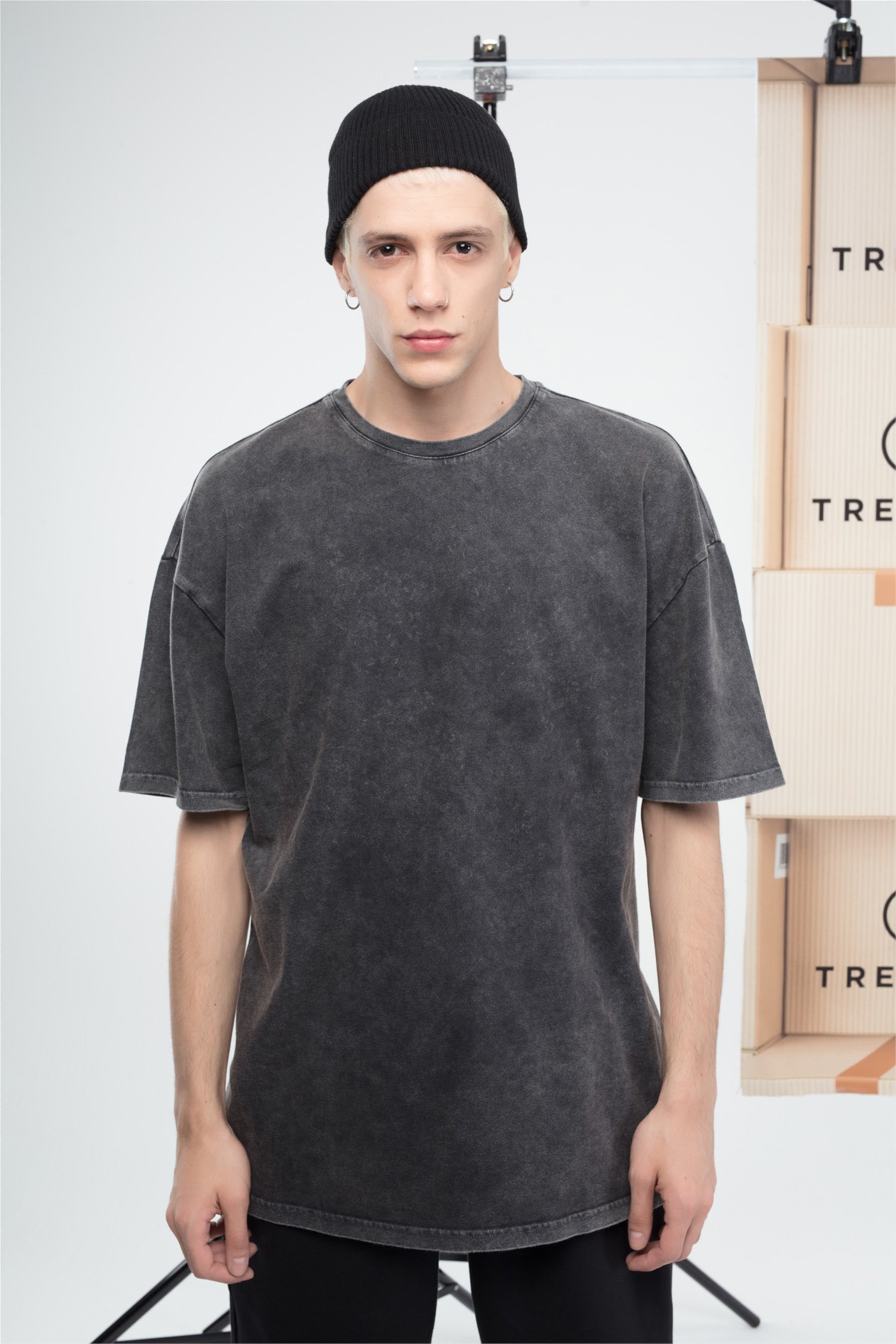 Trendiz Basic Erkek Yıkamalı Tshirt Antrasit