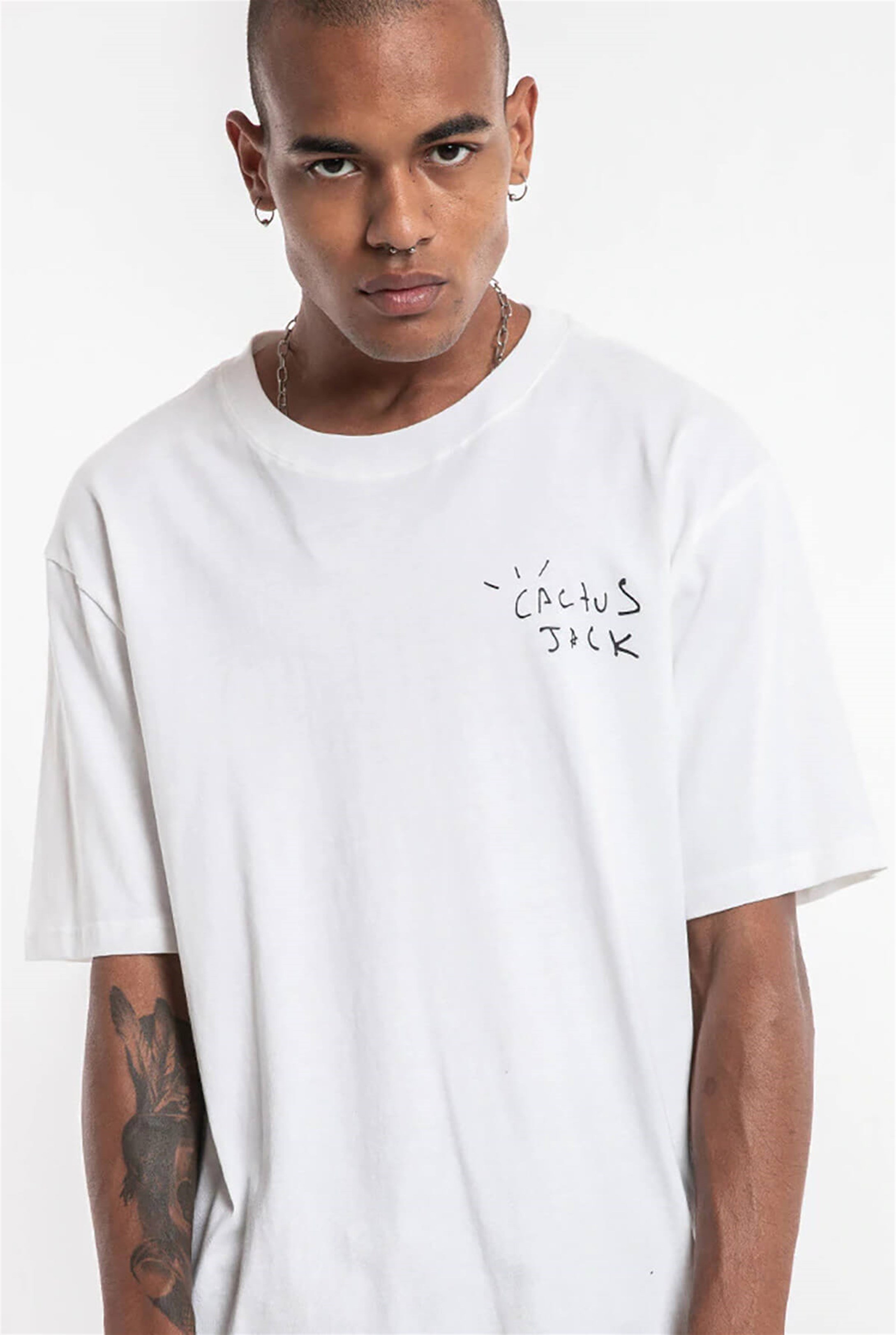 Trendiz Cactus Oversize T-shirt Beyaz