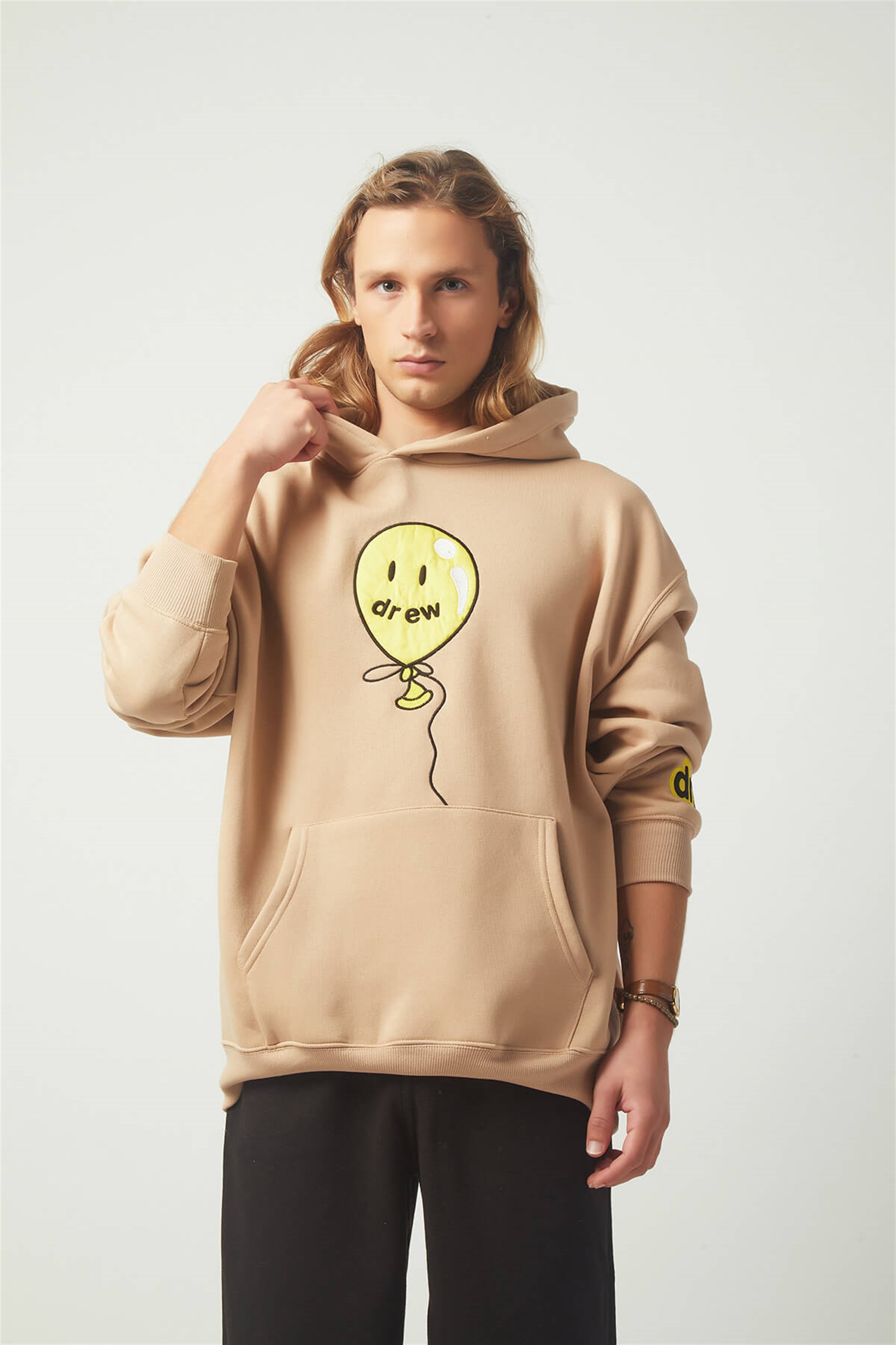 Trendiz Drew Balon Oversıze Sweatshirt Hoodie Krem TR30012