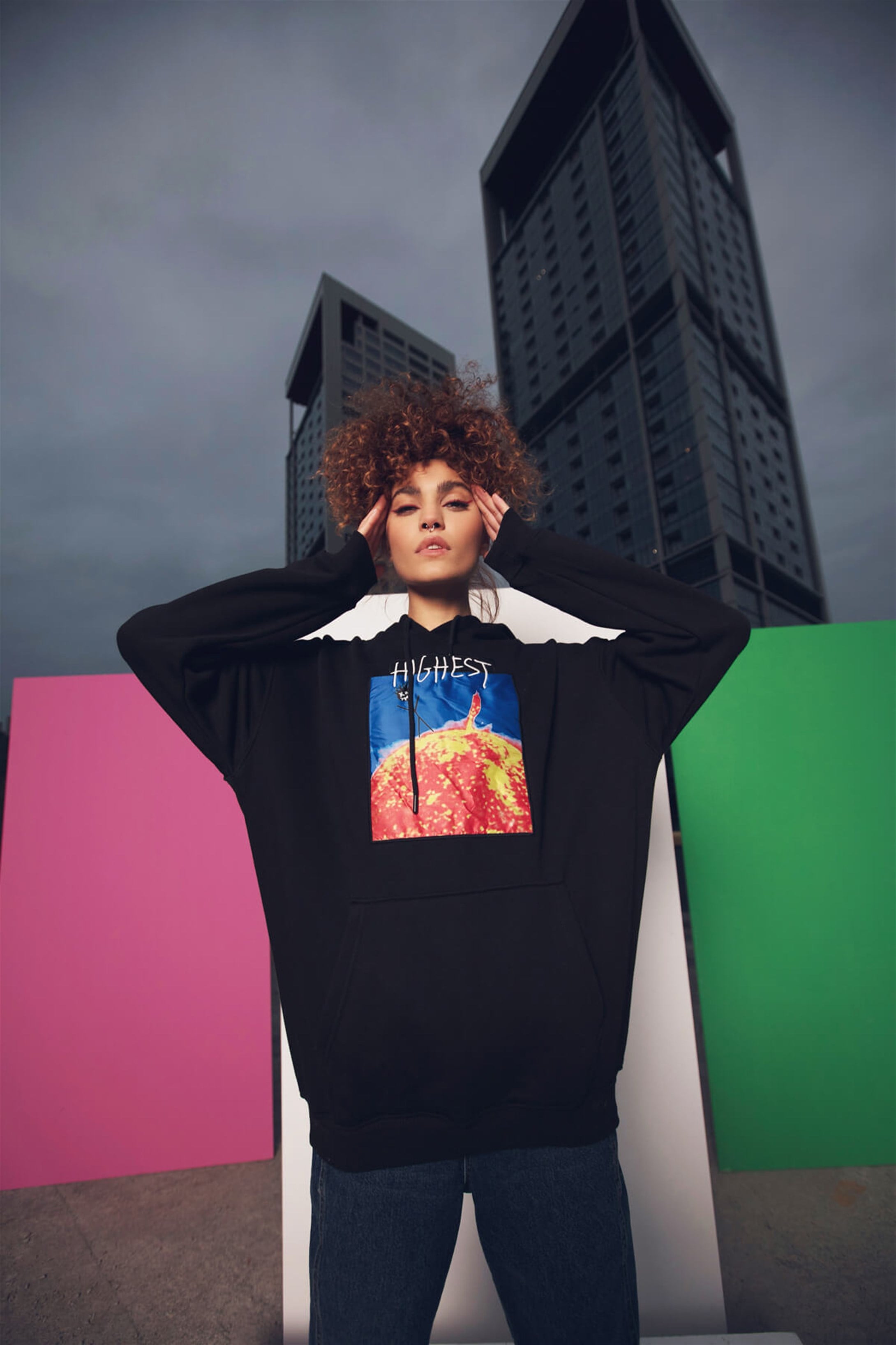 Trendiz Highest Oversize Sweatshirt Hoodie Siyah