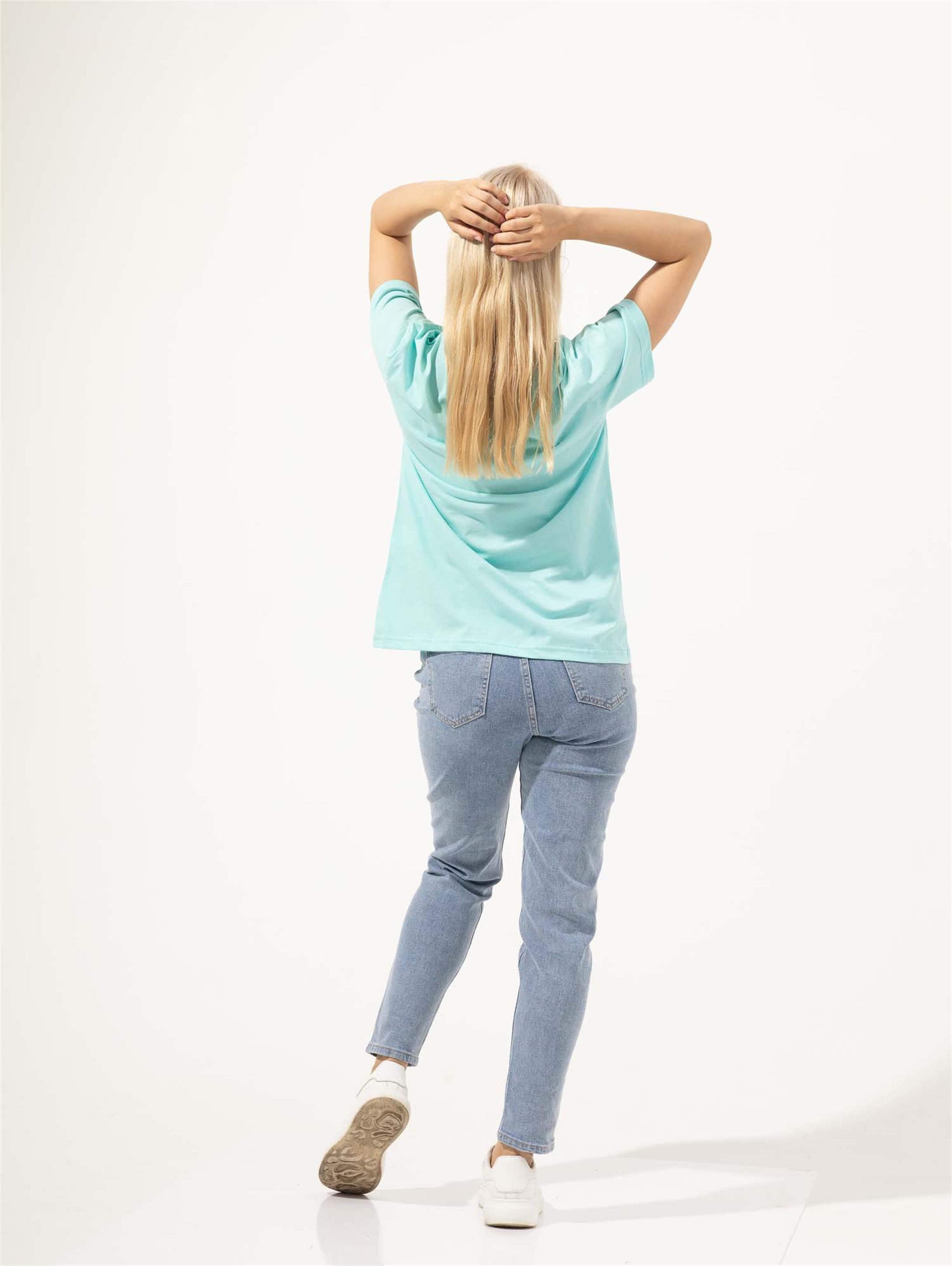 Trendiz Kadın Slim Tshirt Turkuaz