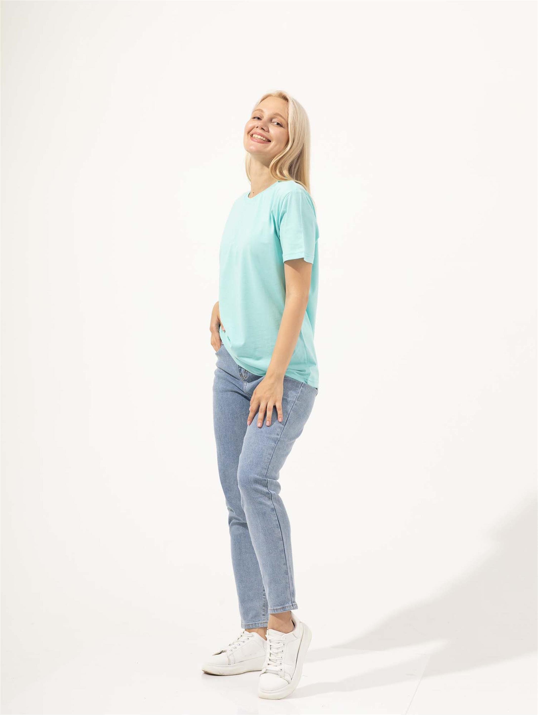 Trendiz Kadın Slim Tshirt Turkuaz