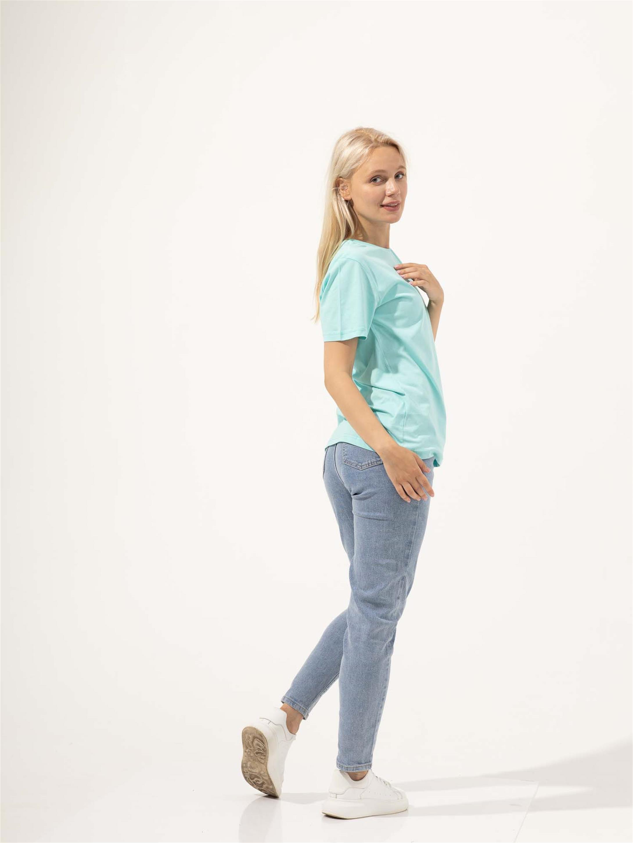 Trendiz Kadın Slim Tshirt Turkuaz