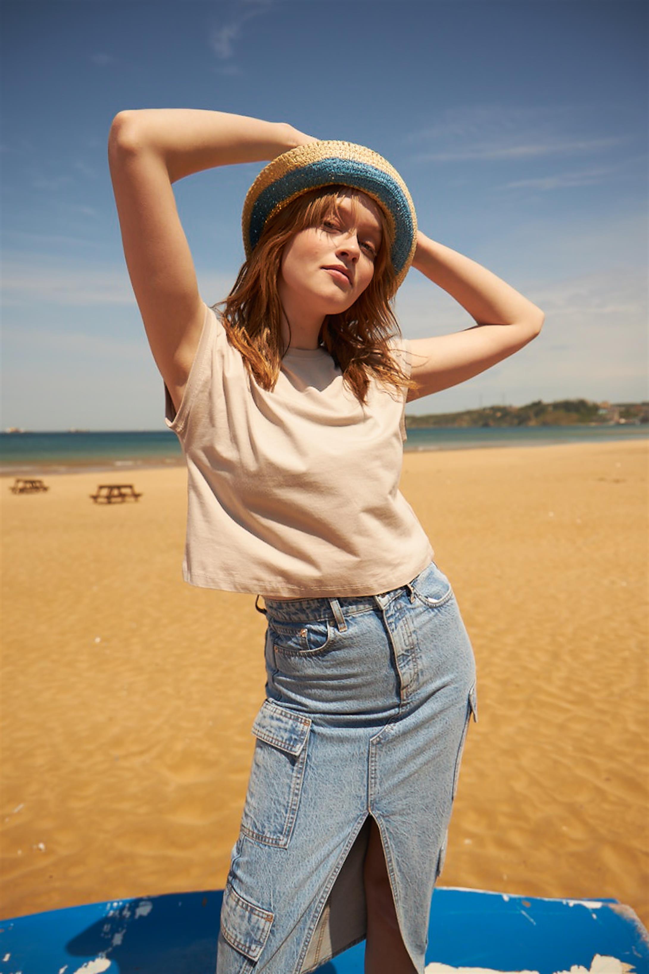 Trendiz Kadın Yarasa Tshirt Bej