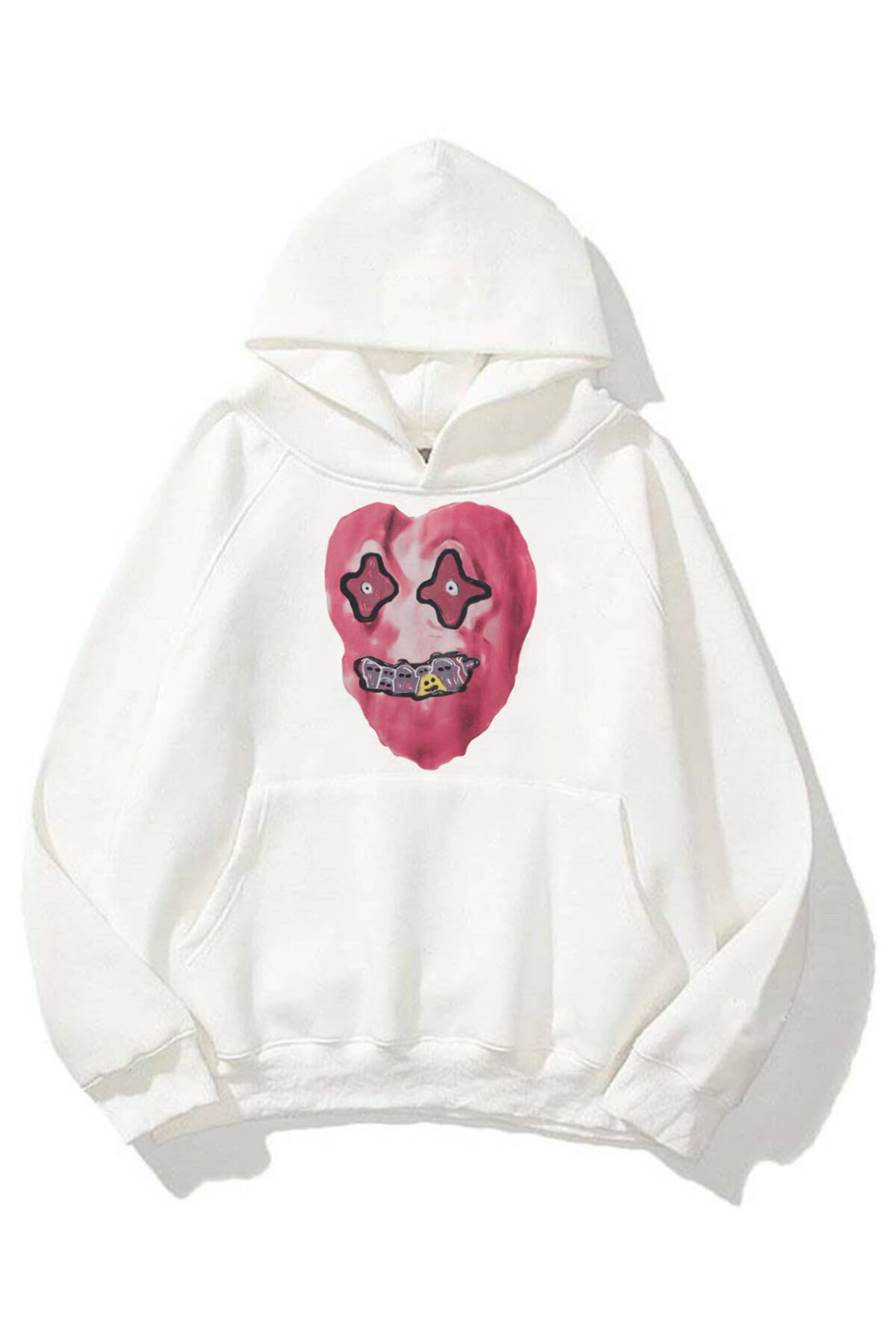 Trendiz Kalp Unisex Sweatshirt Hoodie Beyaz