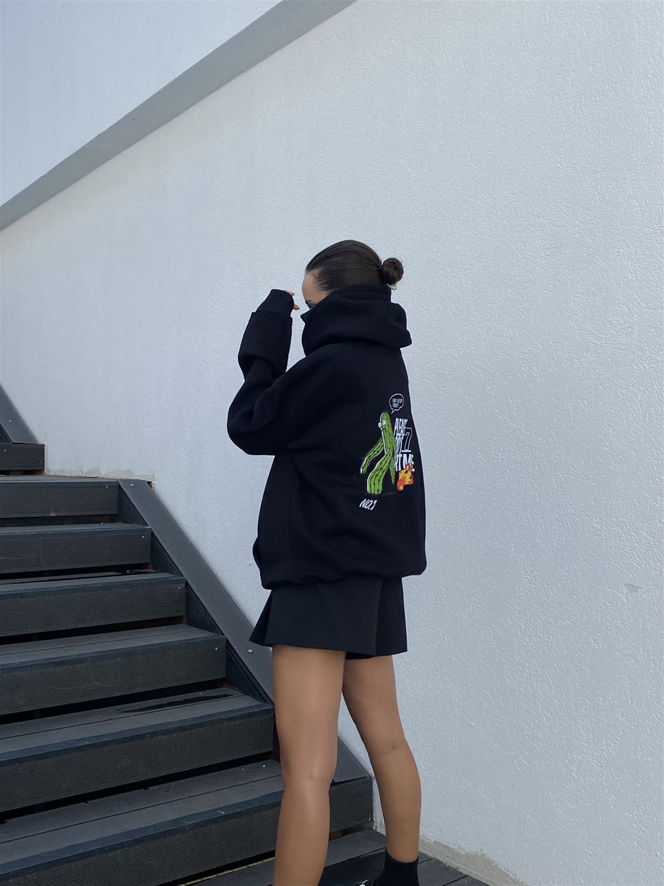 Trendiz Please Dont Hurt Me Unisex Sweatshirt Hoodie Siyah