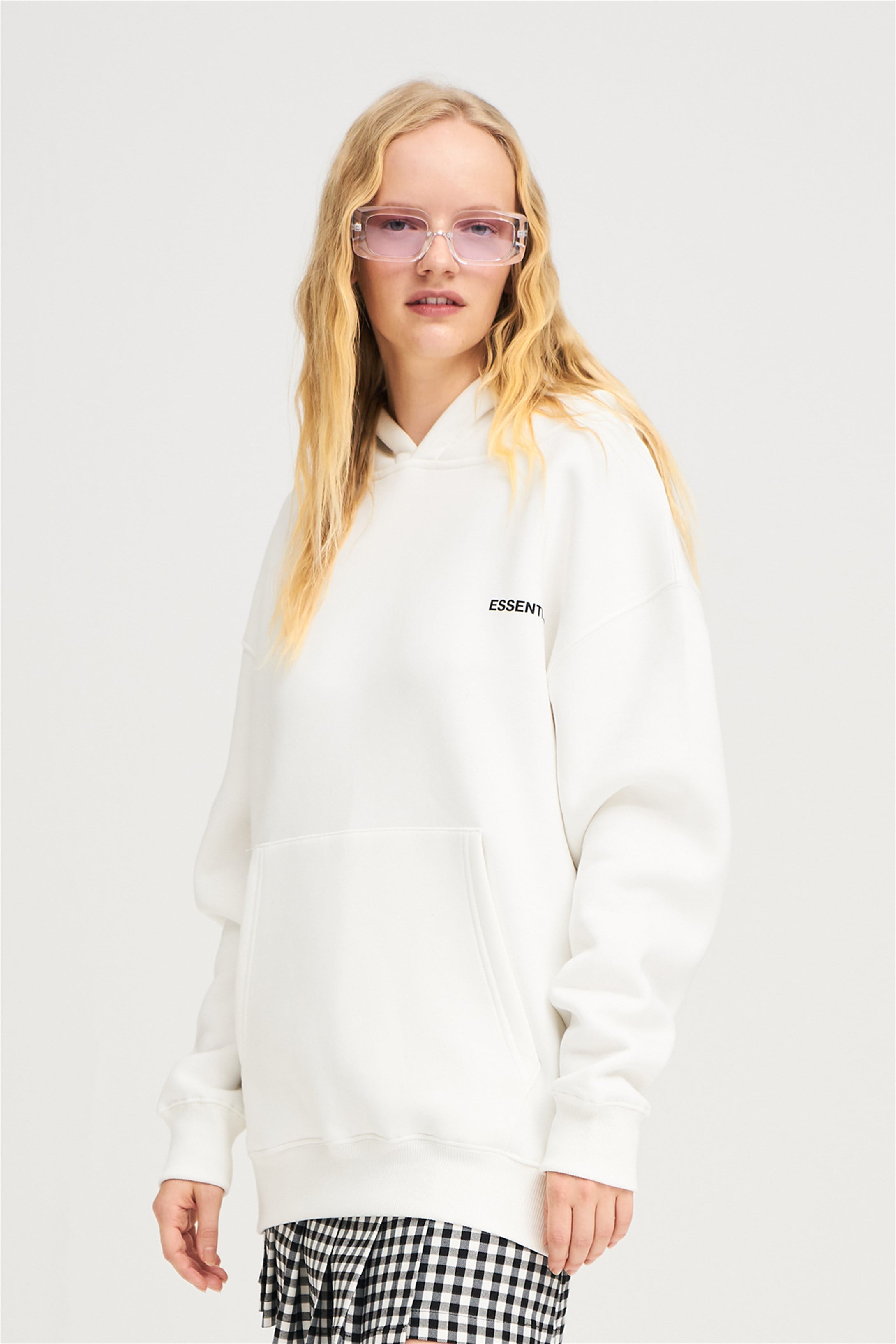 Trendiz Unisex 303 Essential Sweatshirt Hoodie Beyaz