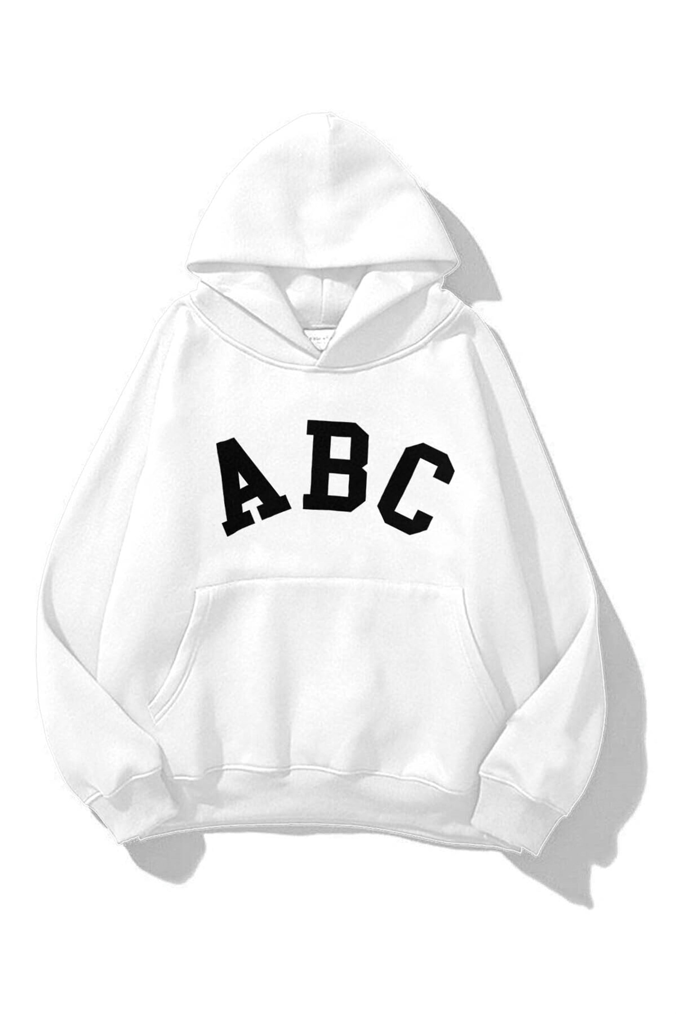 Trendiz Unisex A B C  Sweatshirt Hoodie Beyaz