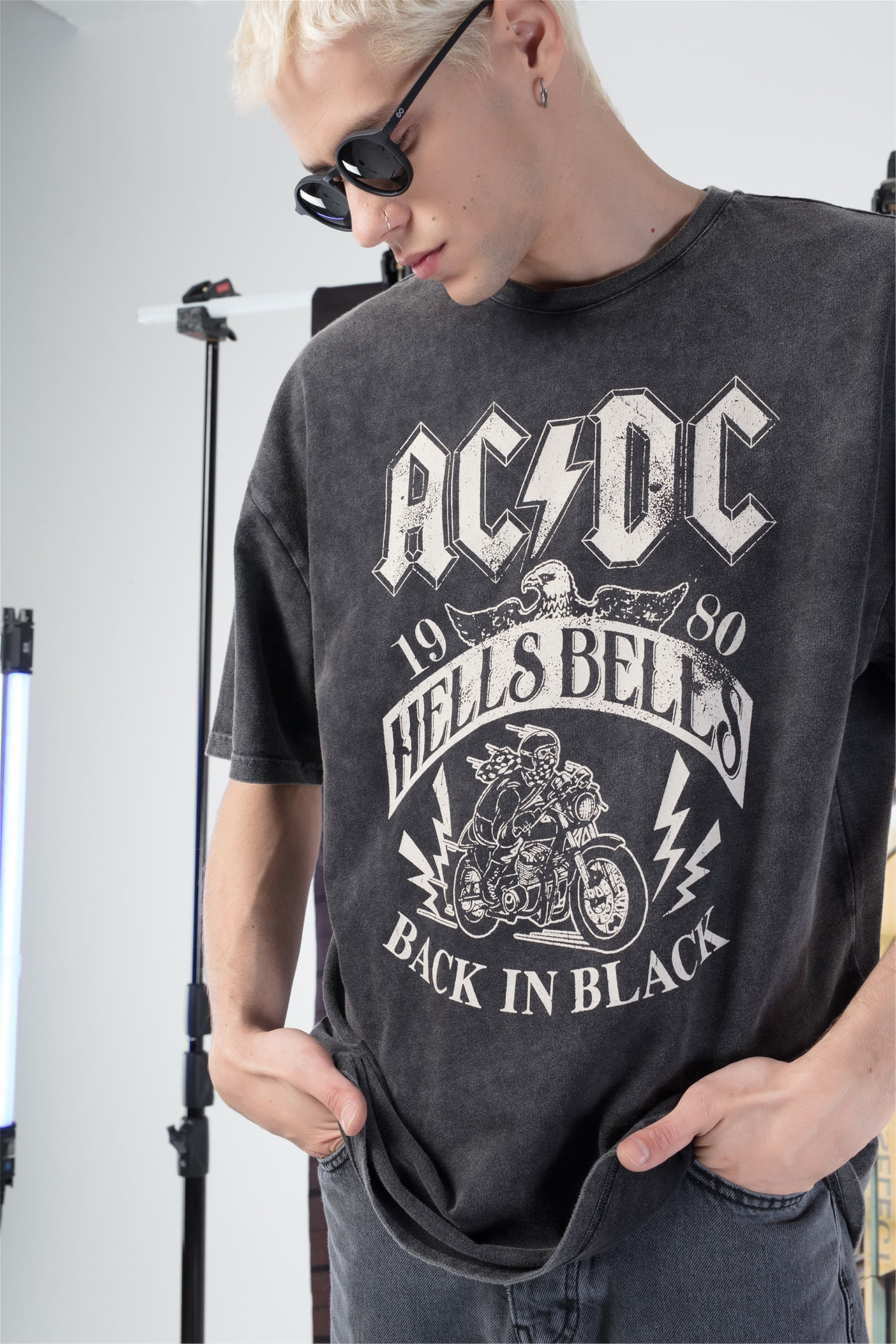 Trendiz Erkek Ac/Dc Tshirt Antrasit