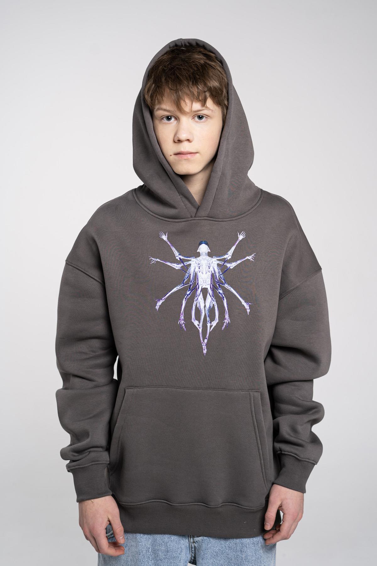 Trendiz Unisex Alien Sweatshirt Hoodie Antrasit