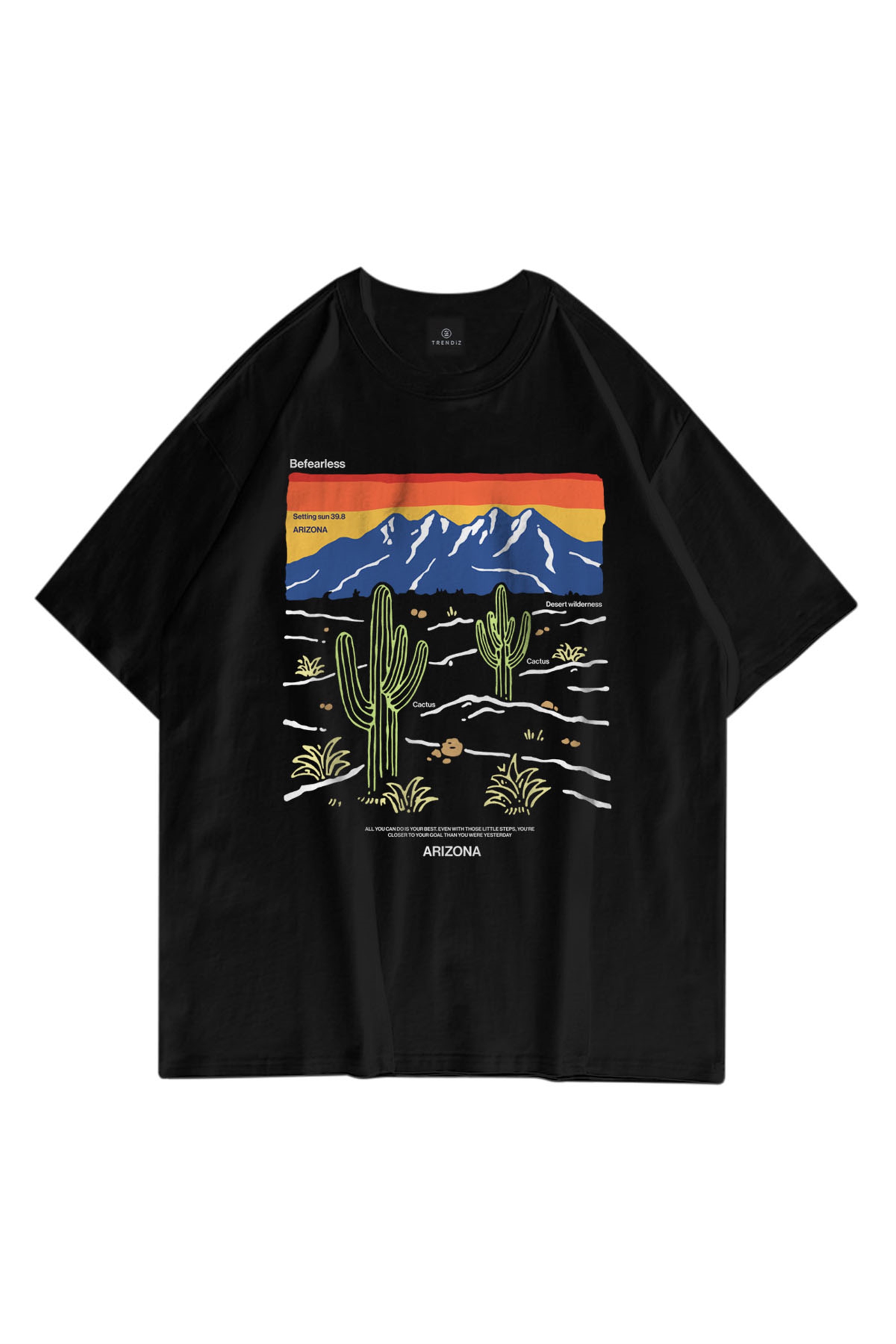 Trendiz Unisex Arizona Befearless Siyah Tshirt