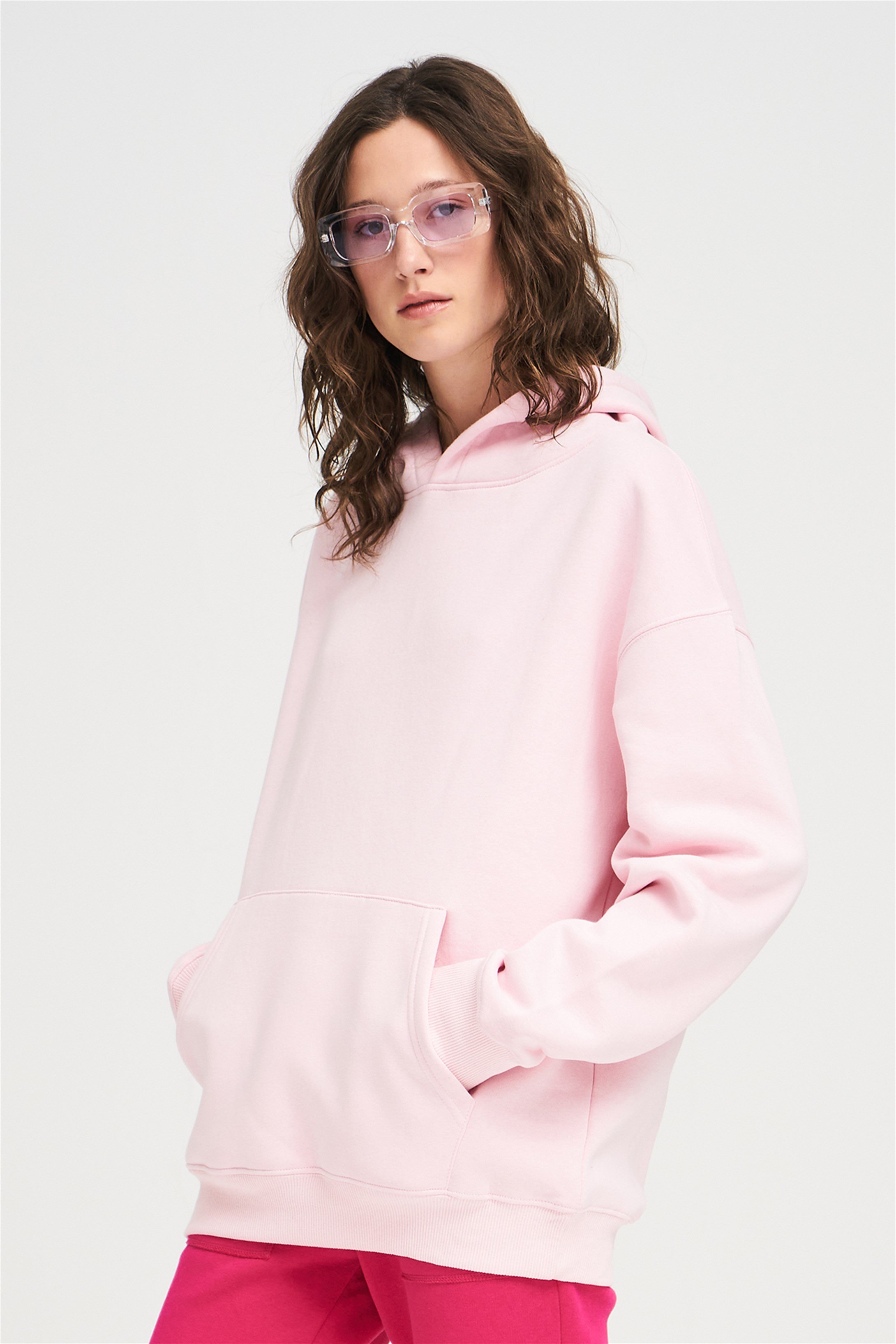 Trendiz Unisex  Basic Sweatshirt Hoodie Pembe
