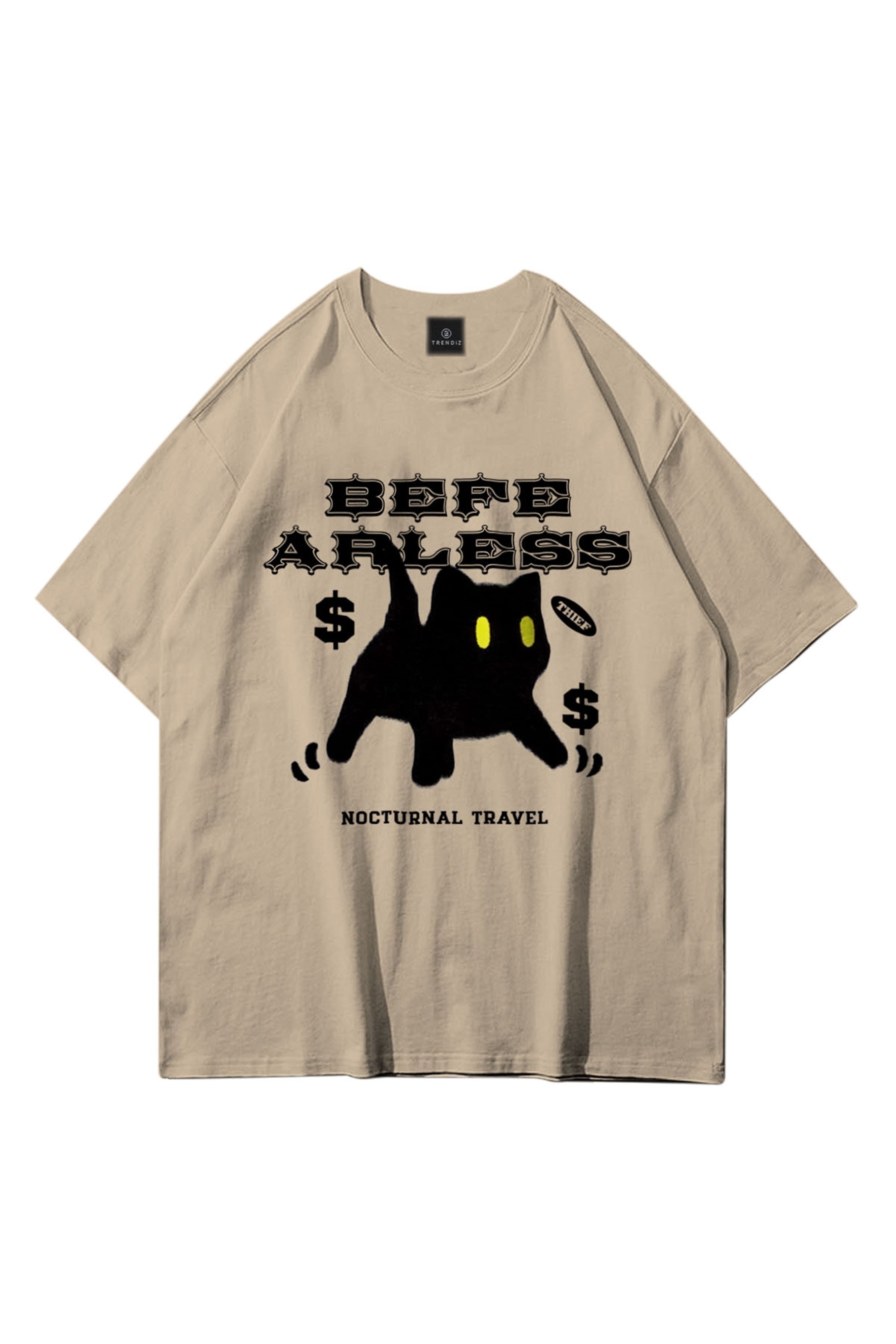 Trendiz Unisex Befearless Cat Taş Tshirt