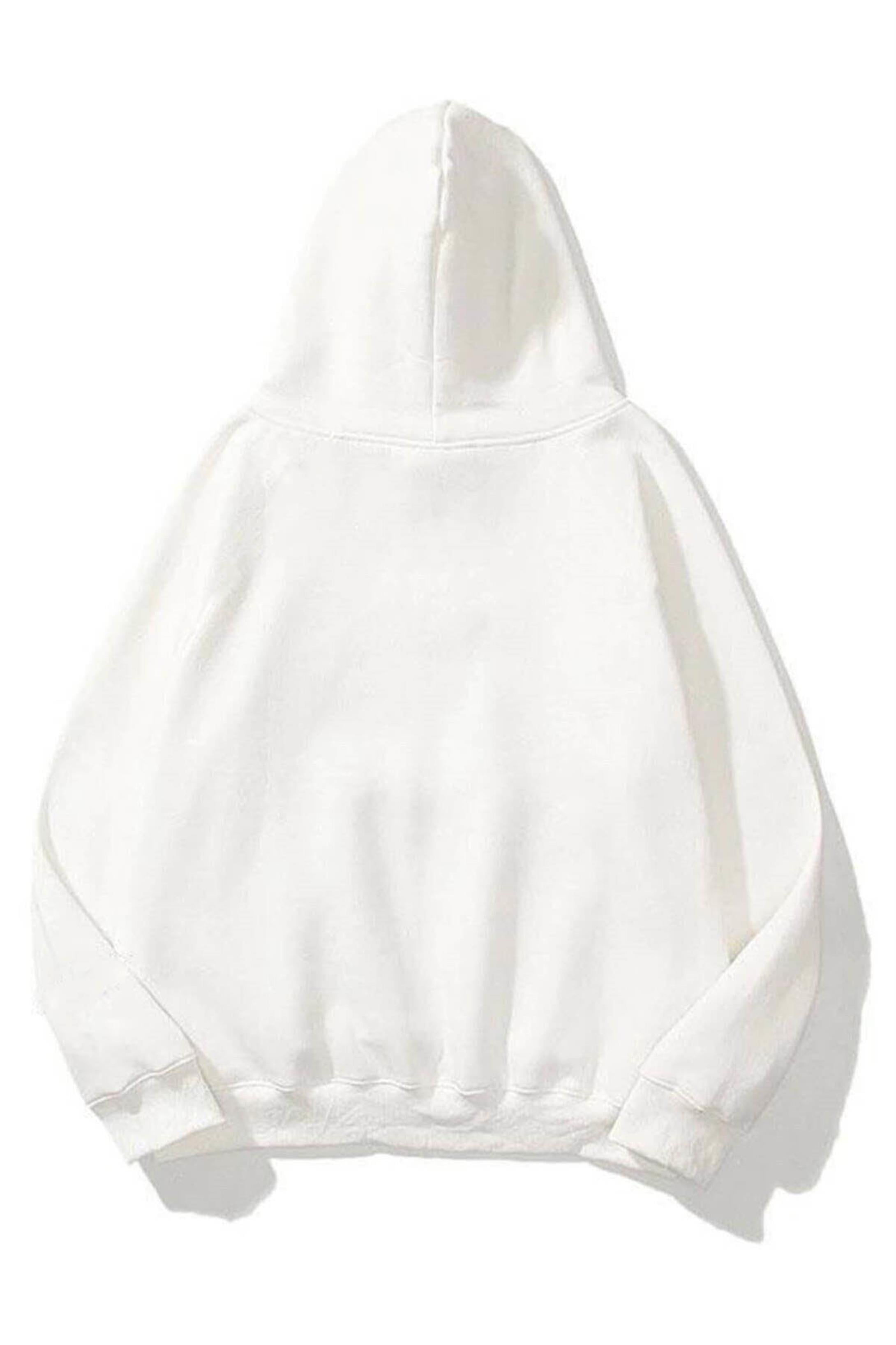 Trendiz Unisex Blah Blah by Sweatshirt Hoodie Beyaz