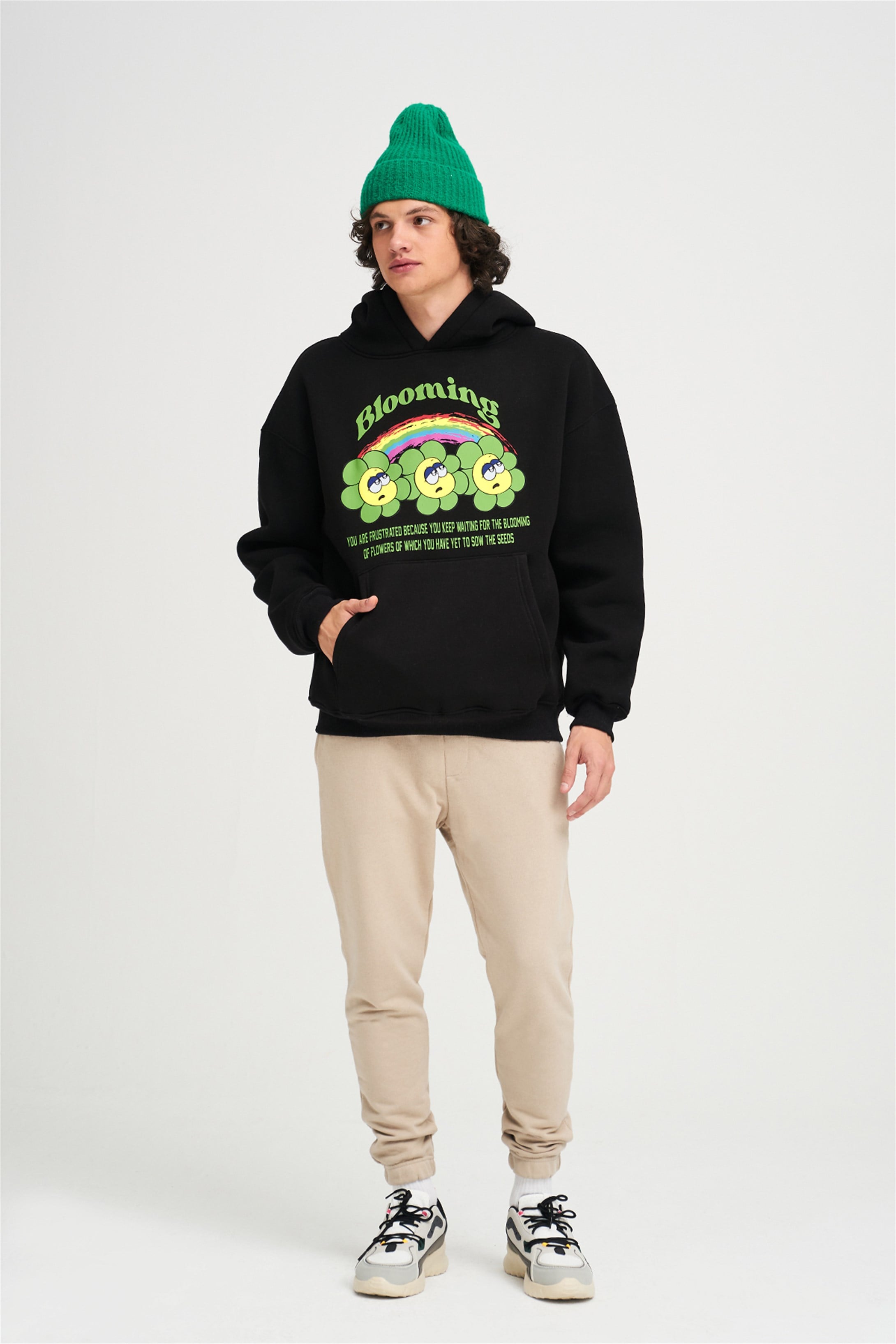 Trendiz Unisex Blooming Sweatshirt Hoodie Siyah