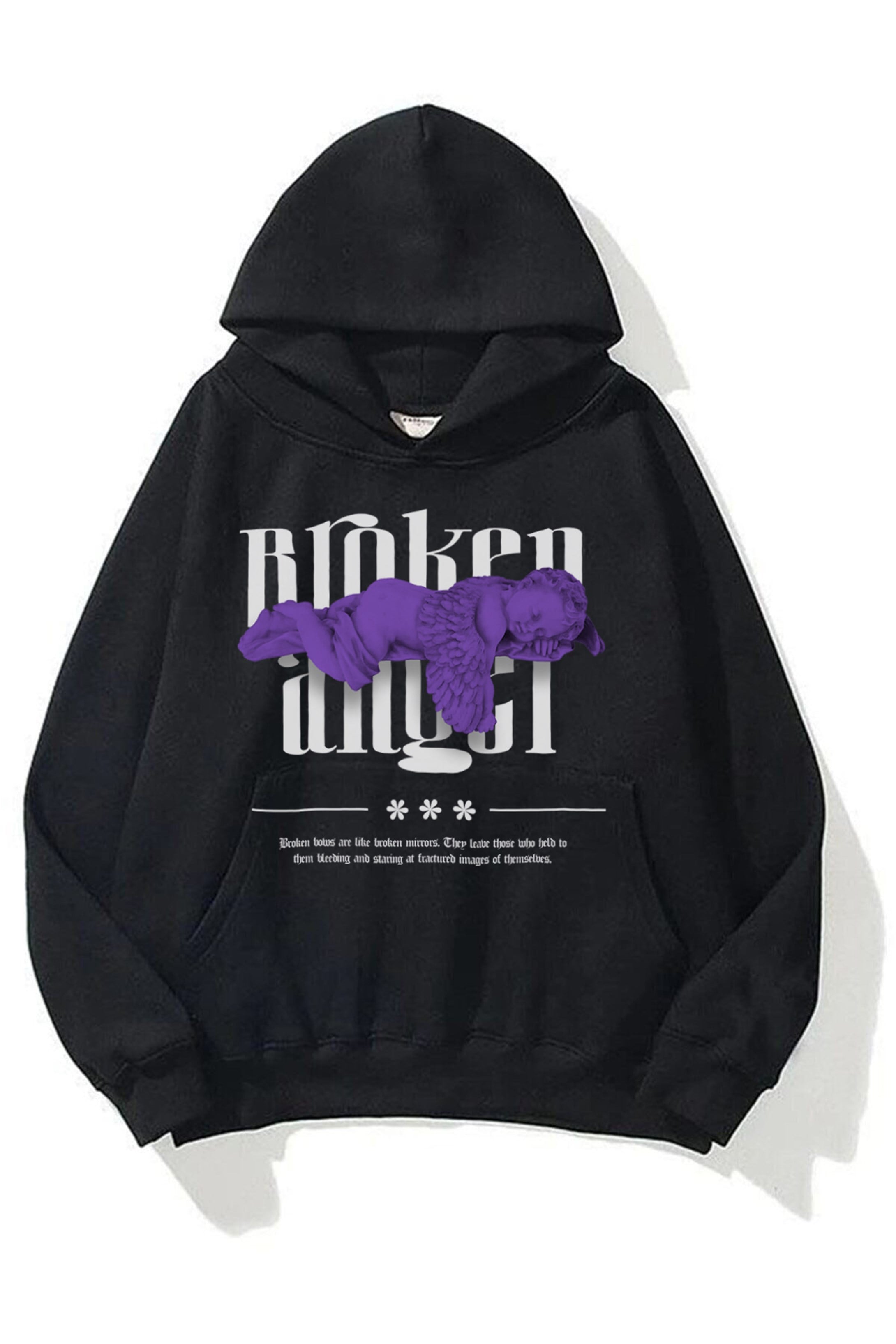 Trendiz Unisex Broken Angel Sweatshirt Hoodie Siyah