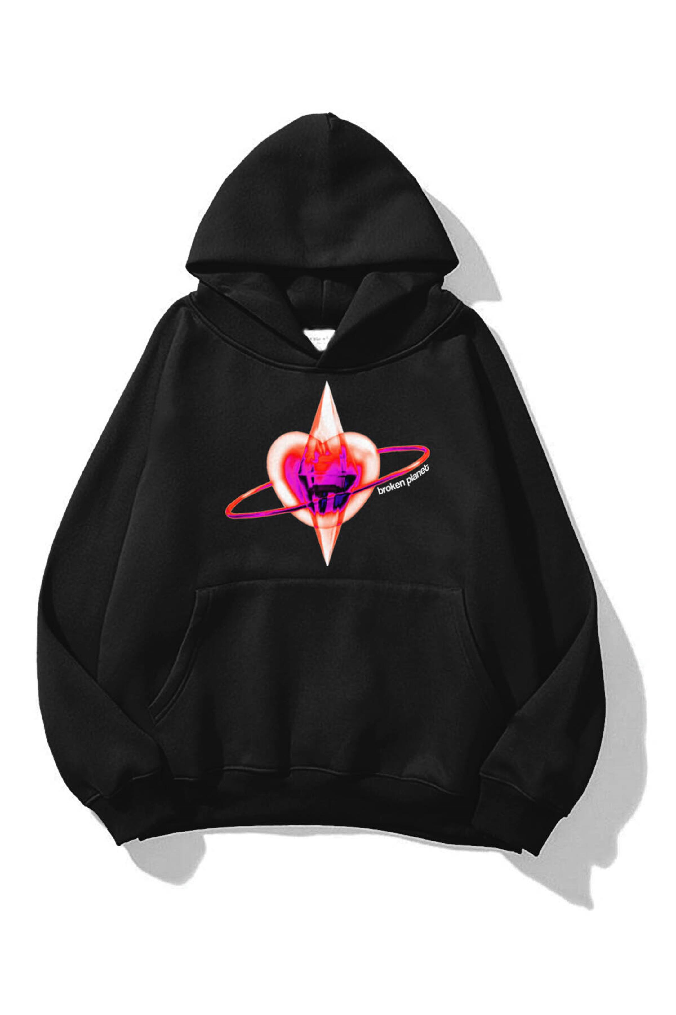 Trendiz Unisex Broken Planet Sweatshirt Hoodie Siyah