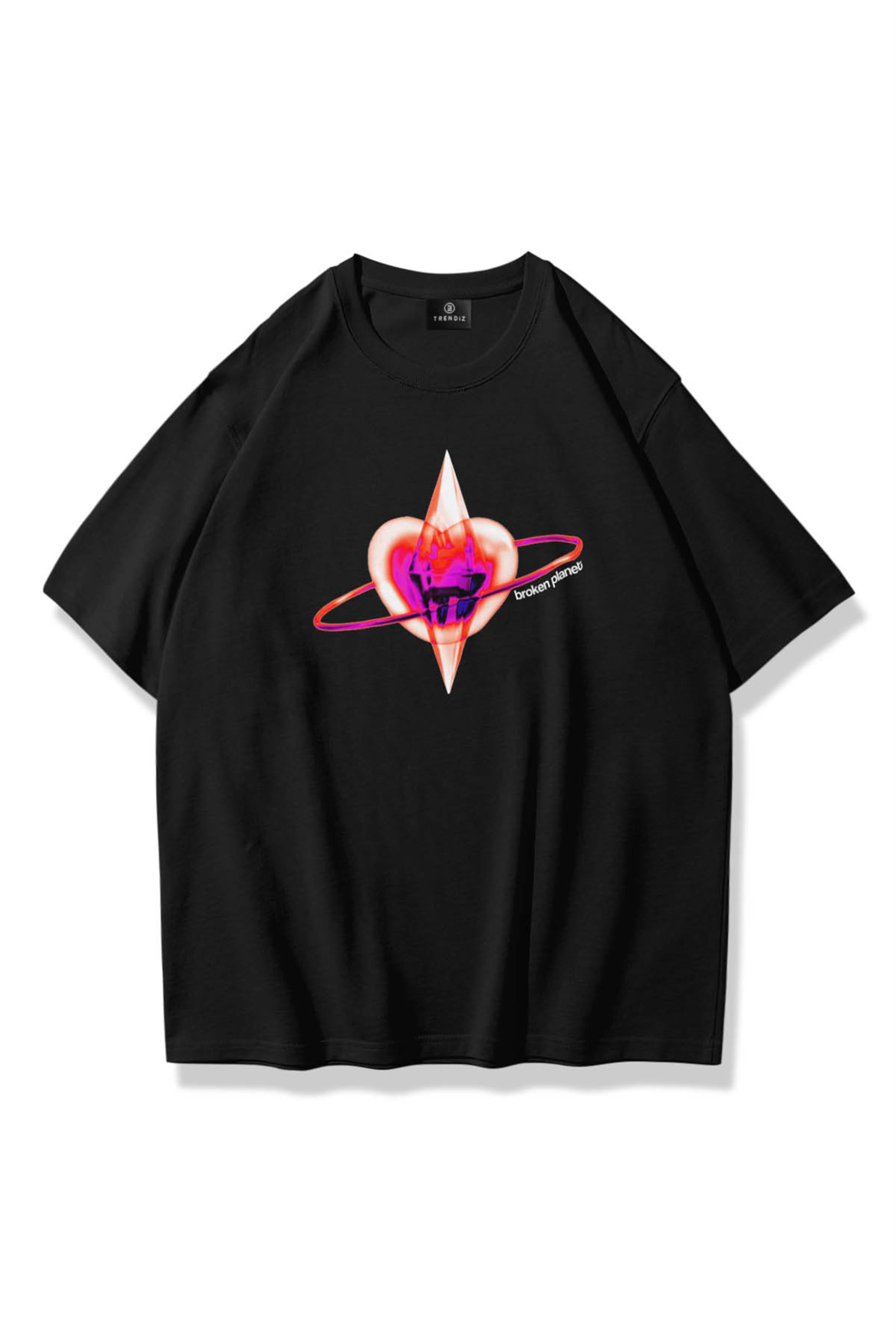 Trendiz Unisex Broken Planet Tshirt Siyah