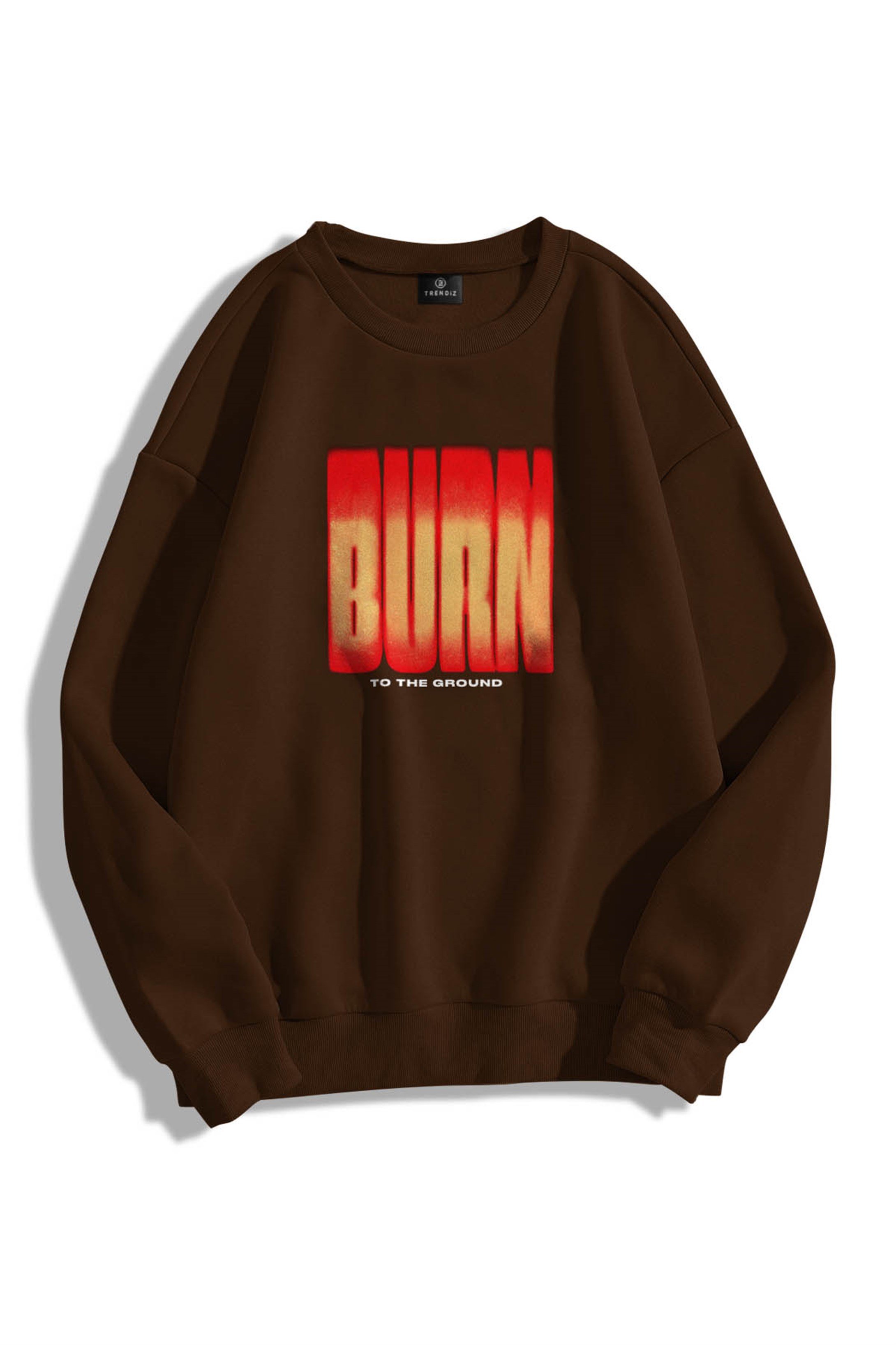 Trendiz Unisex Burn Bisiklet Yaka Sweatshirt Hoodie