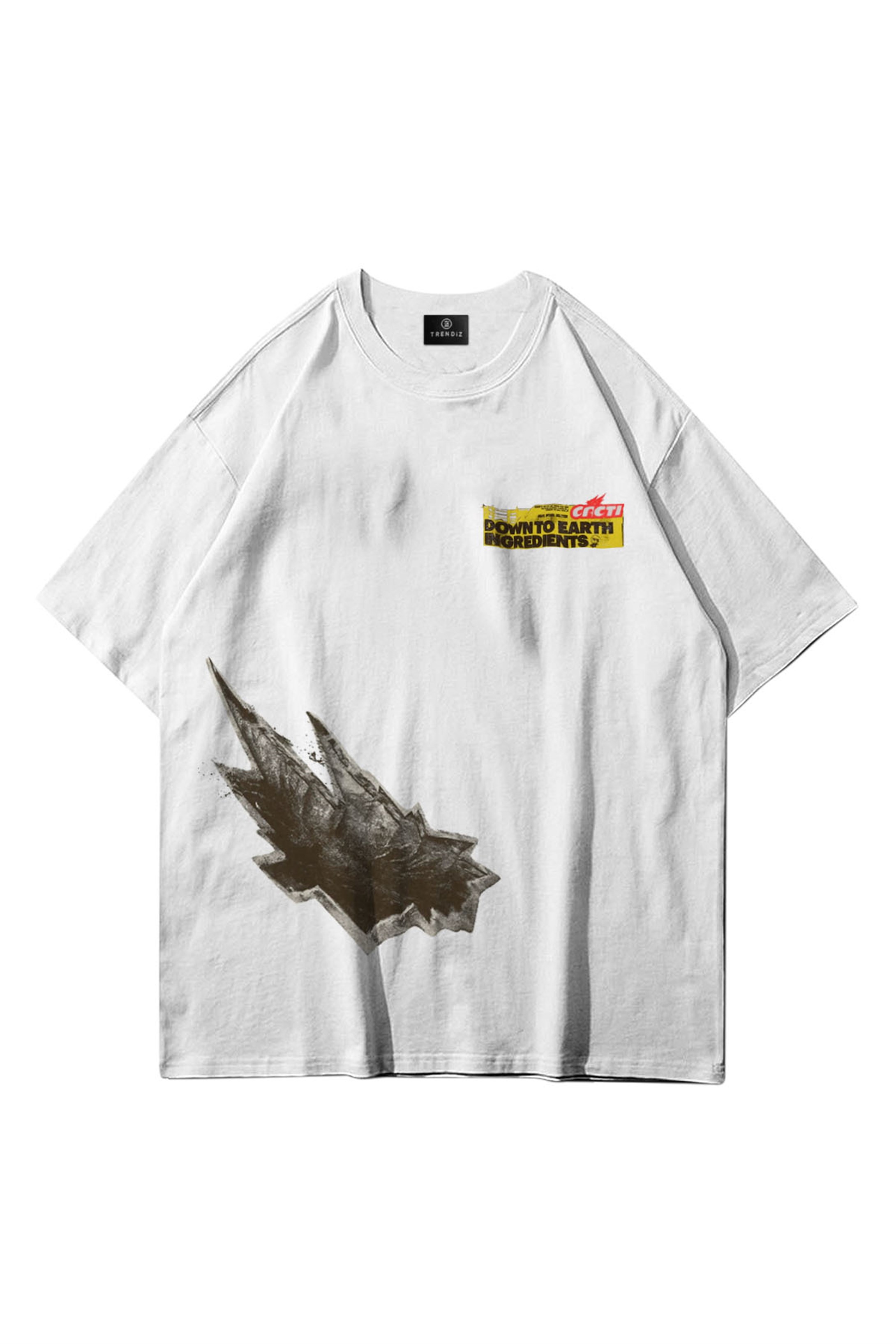 Trendiz Unisex Cacti Impact Tshirt Beyaz