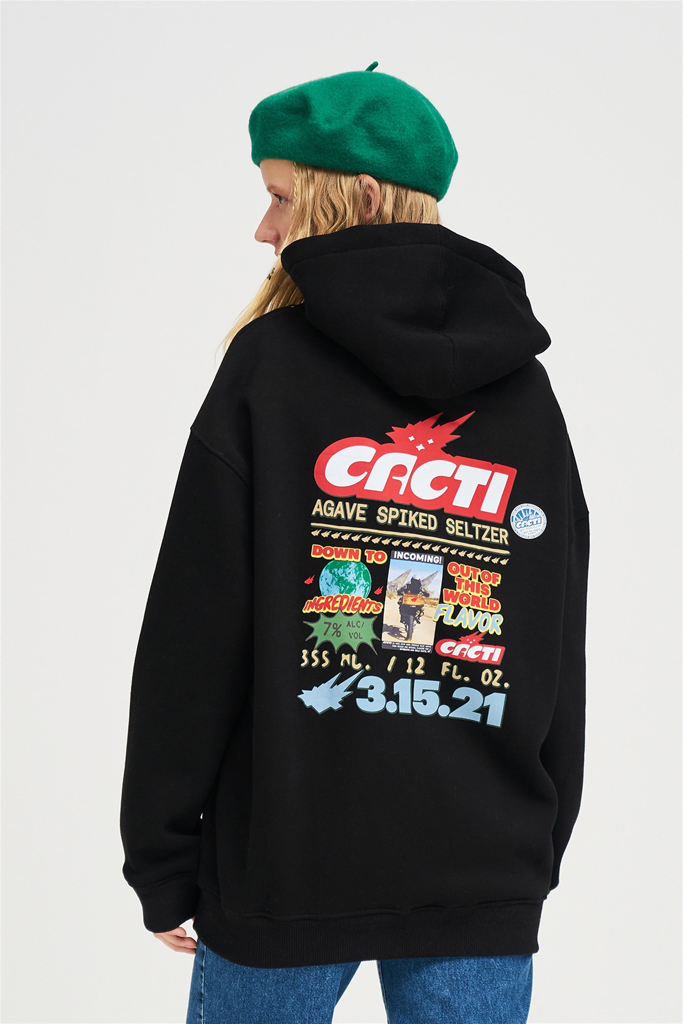Trendiz Unisex Cacti Sweatshirt Hoodie Siyah