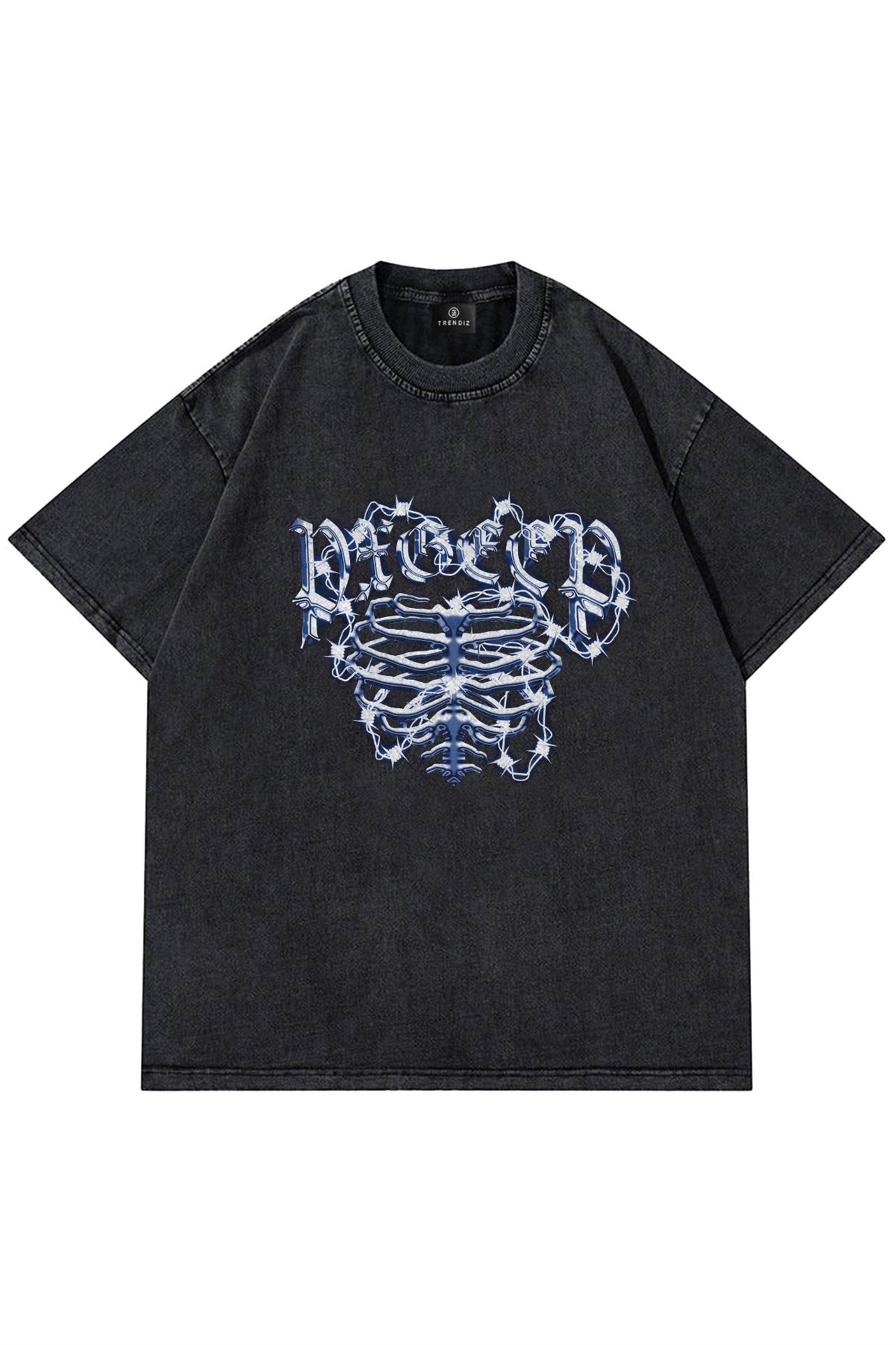 Trendiz Unisex Cage Yıkamalı Antasit Tshirt