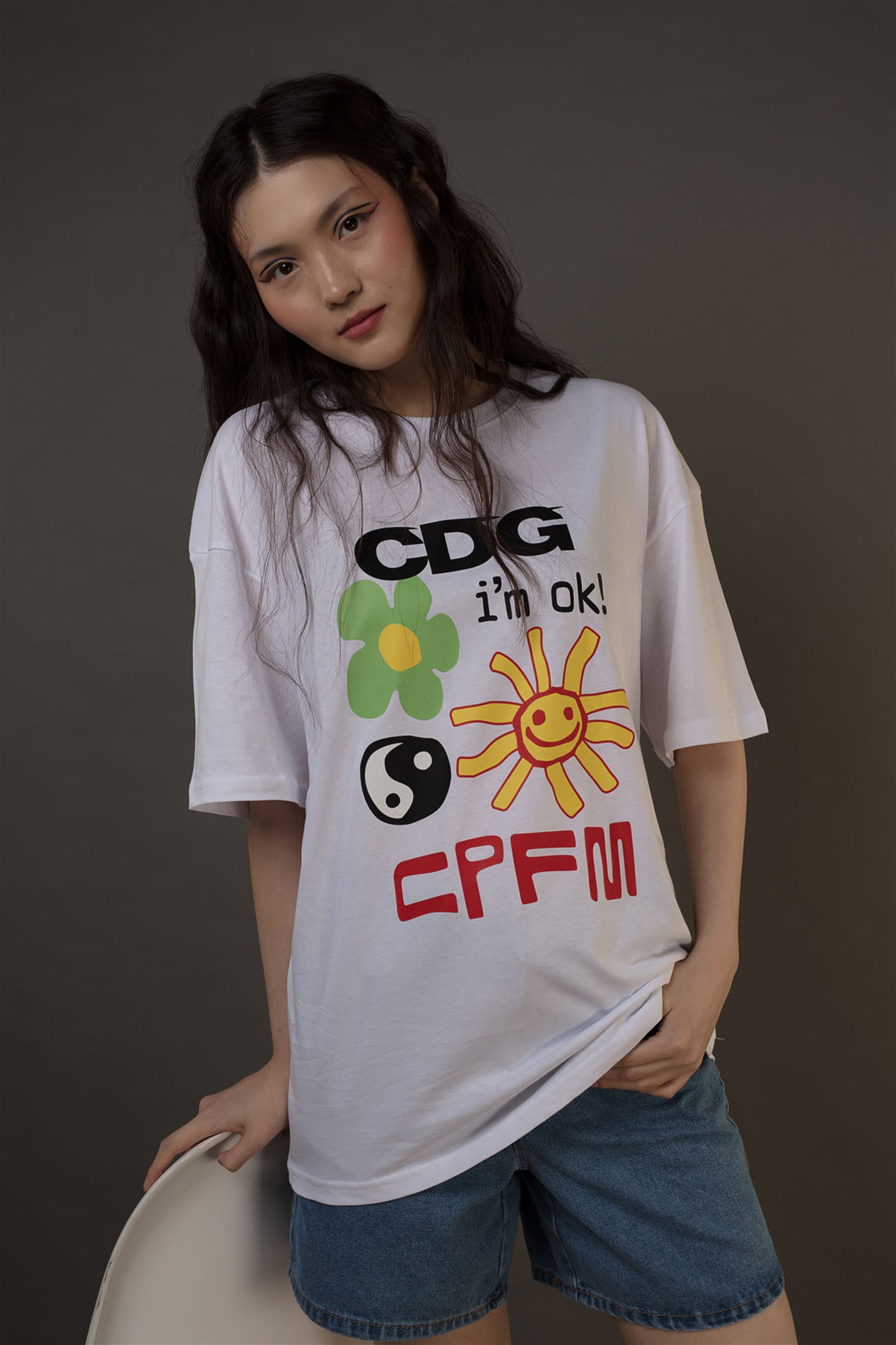 Trendiz Unisex CDG im ok! CPFM Beyaz Tshirt