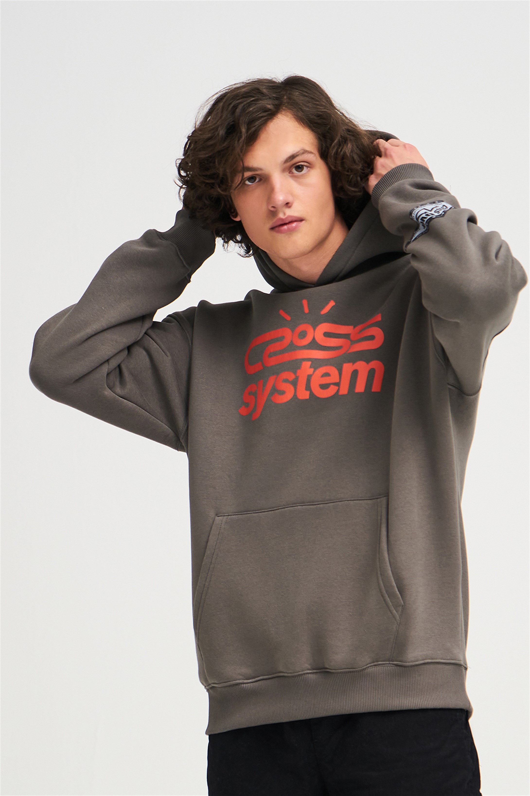 Trendiz Unisex Cross System Sweatshirt Hoodie Antrasit