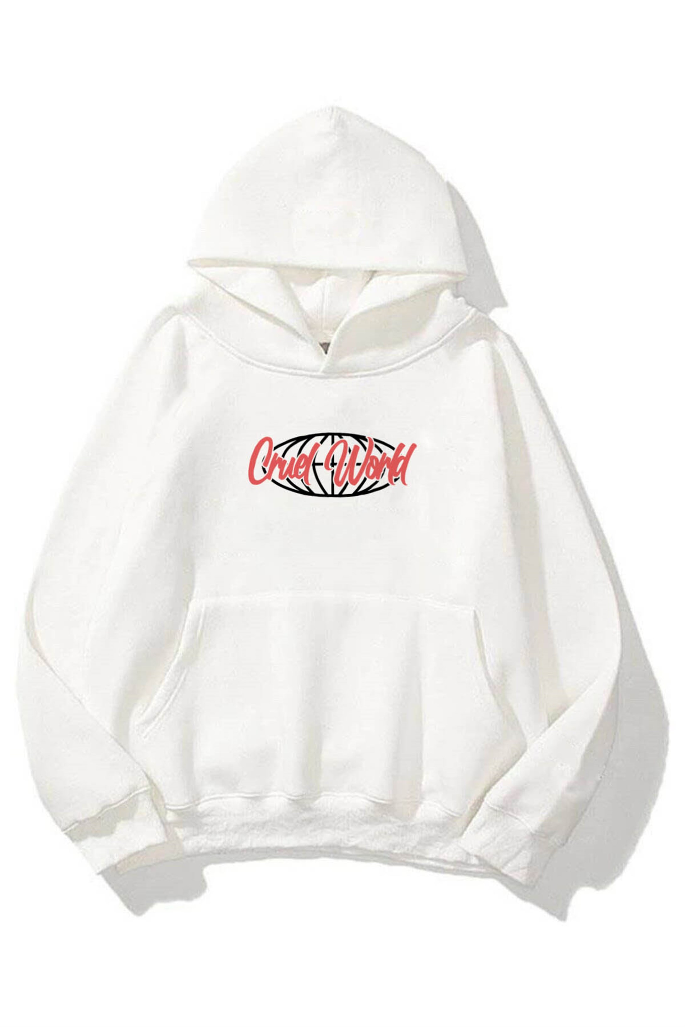 Trendiz Unisex Cruel World Sweatshirt Hoodie Beyaz