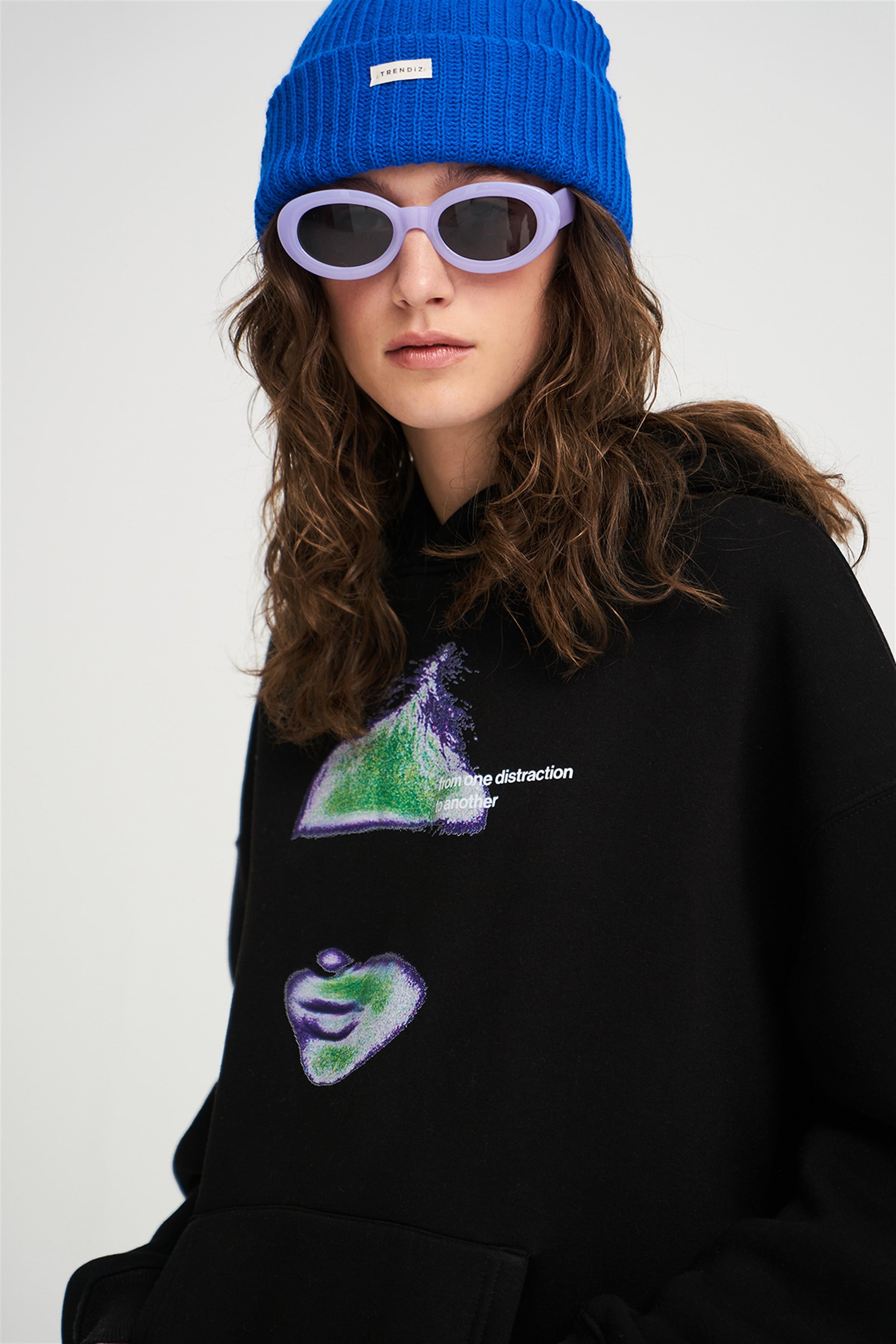 Trendiz Unisex Distraction Sweatshirt Hoodie Siyah