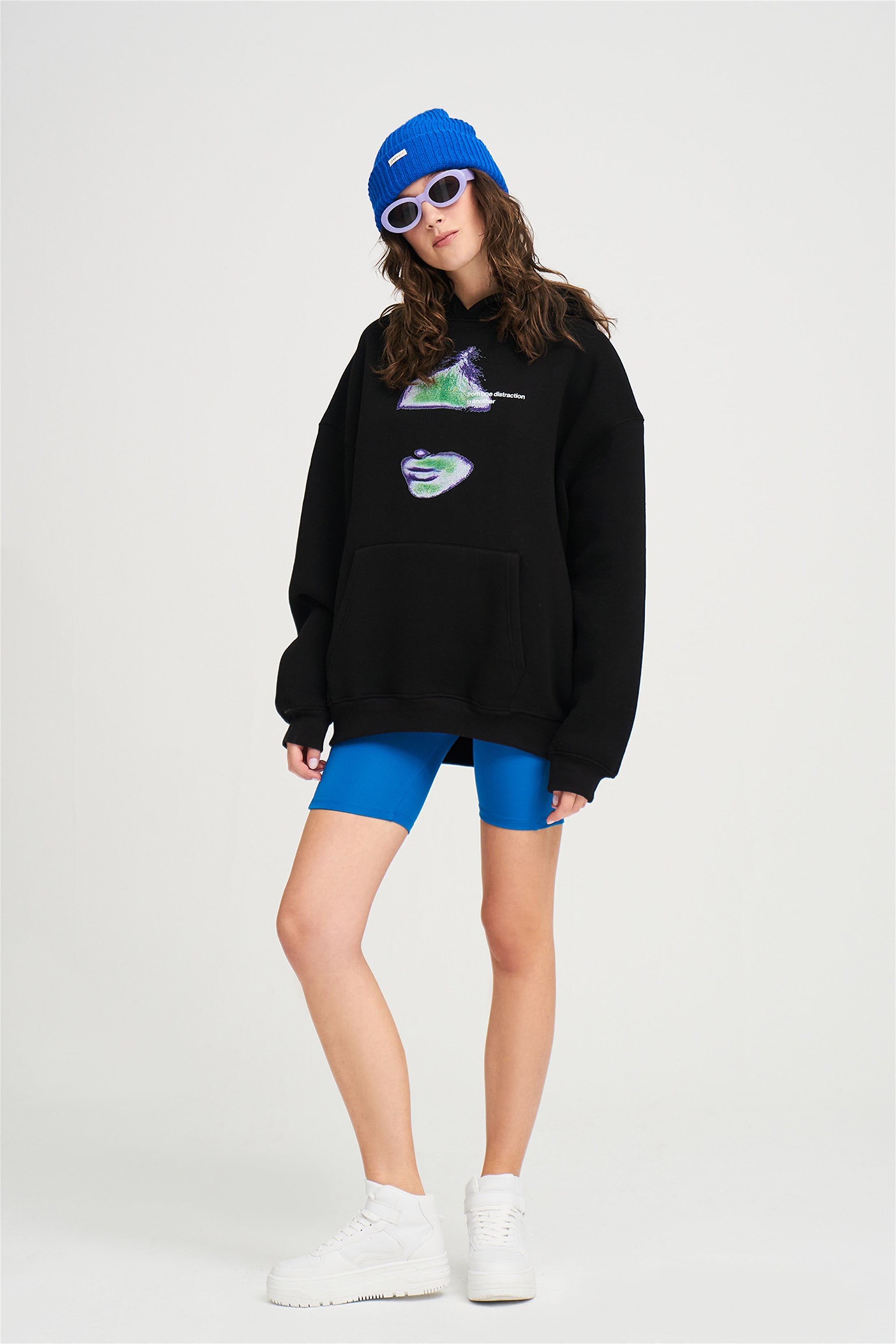 Trendiz Unisex Distraction Sweatshirt Hoodie Siyah