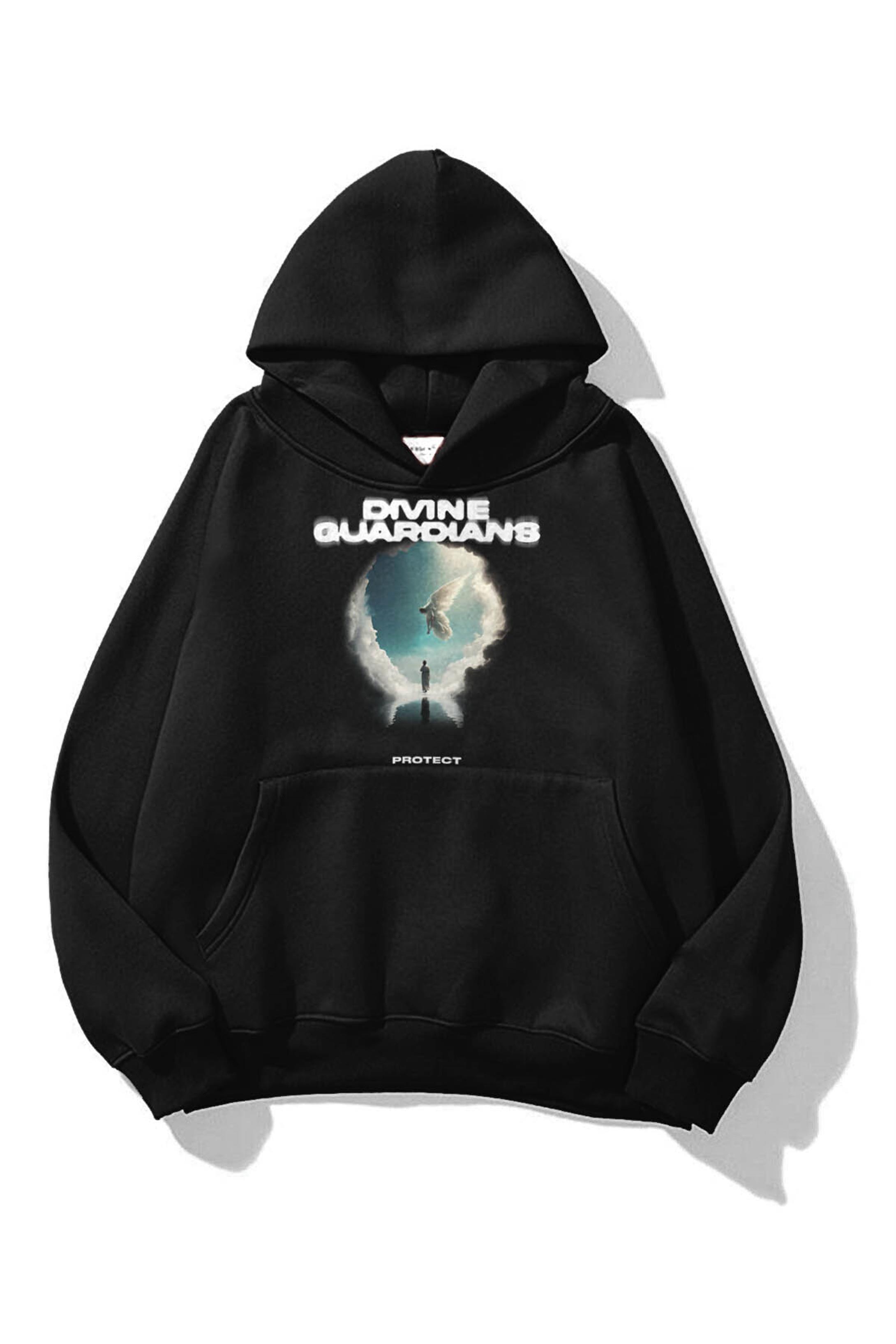 Trendiz Unisex Divine Guardians Sweatshirt Hoodie Siyah