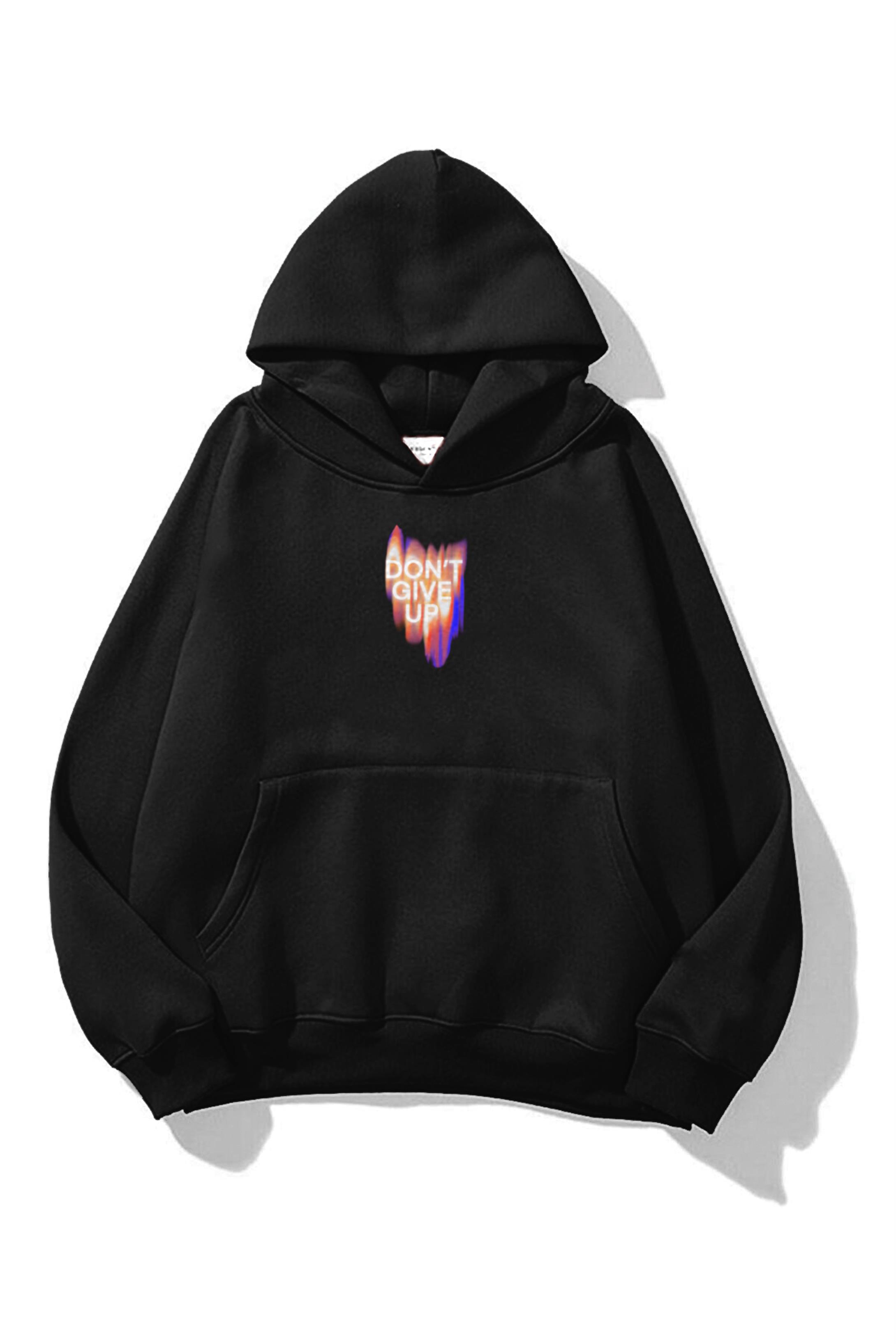 Trendiz Unisex Dont Give Up Sweatshirt Hoodie Siyah