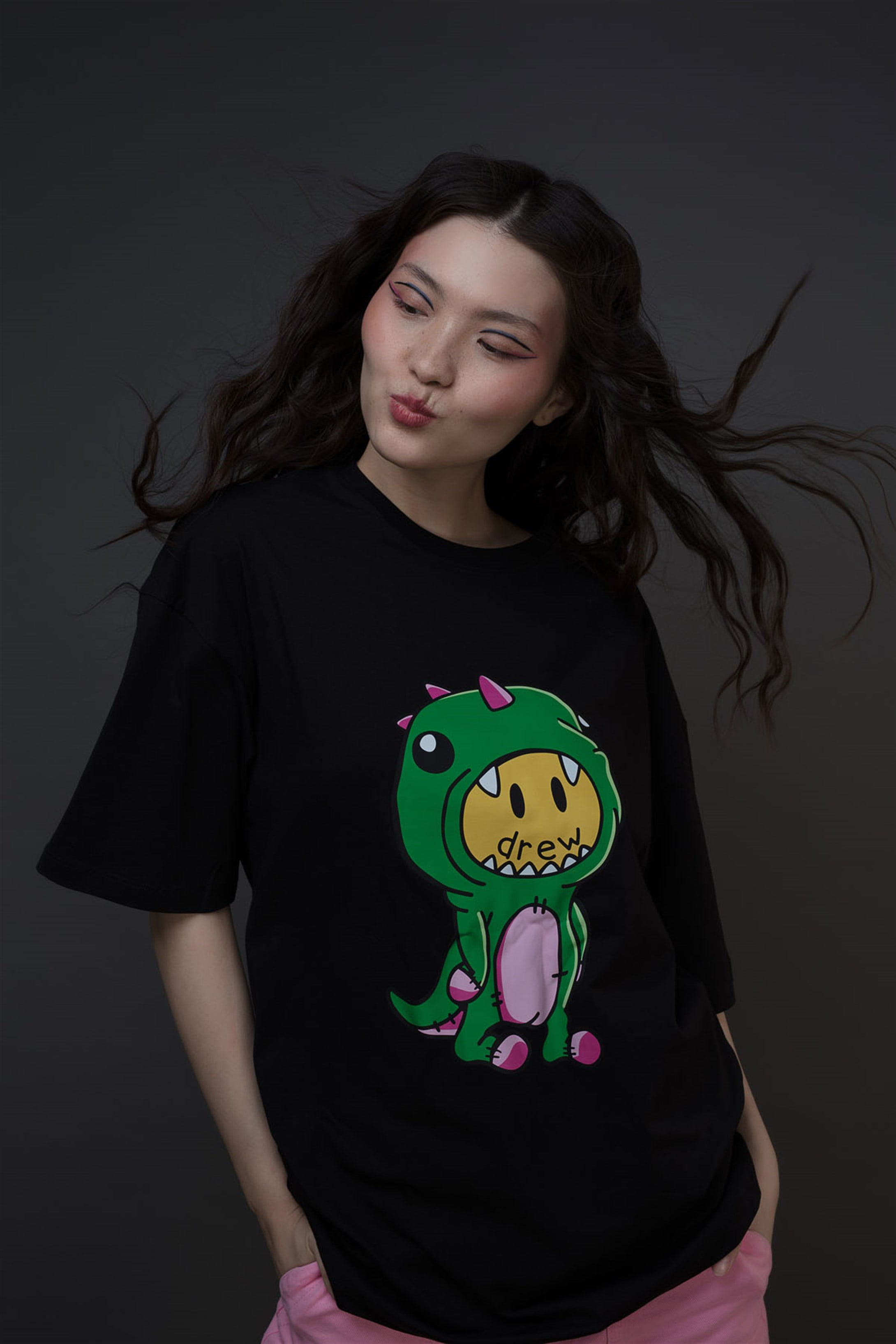 Trendiz Unisex Drew Canavar Siyah  Tshirt