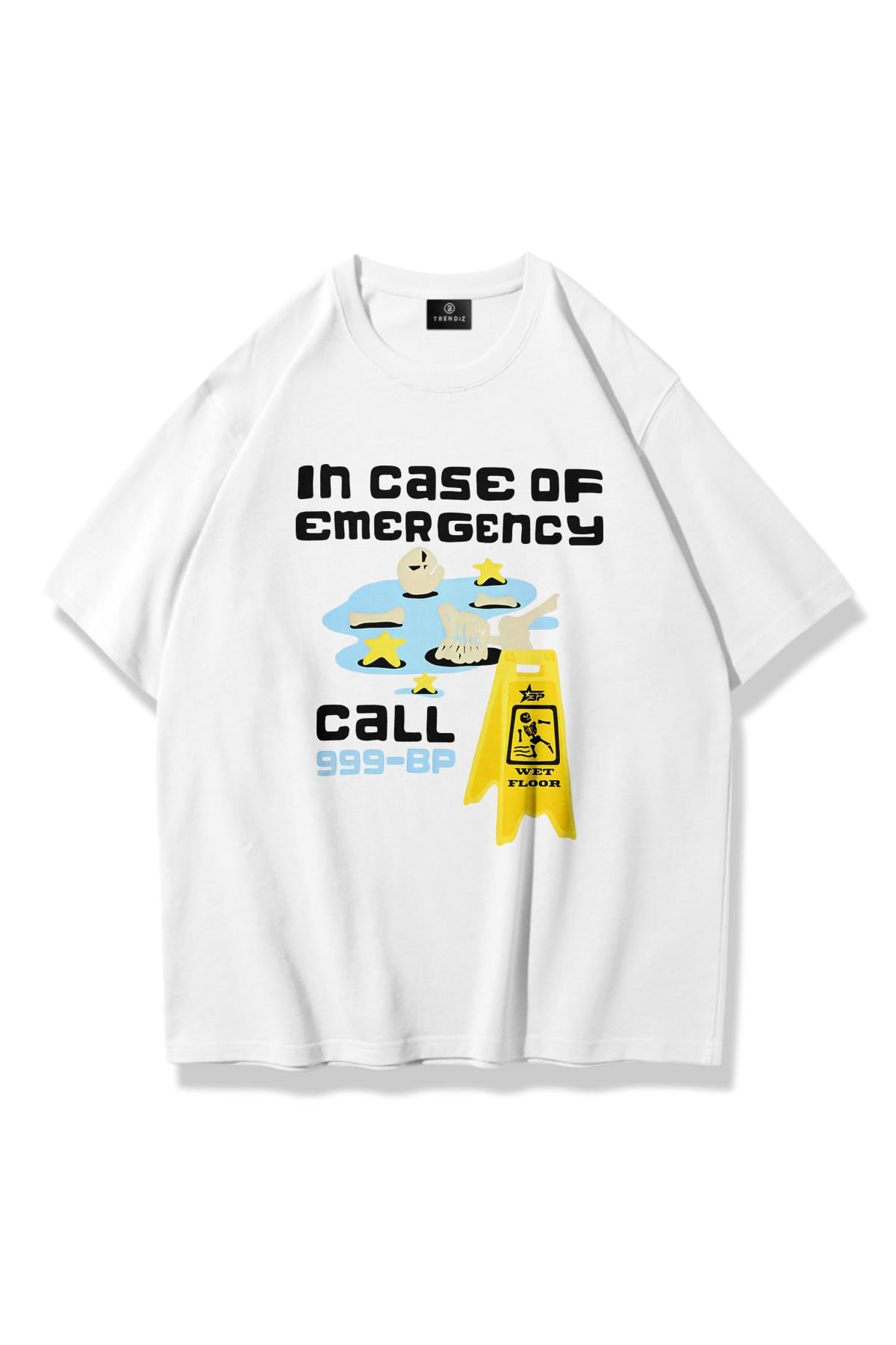 Trendiz Unisex Emergency Tshirt Beyaz