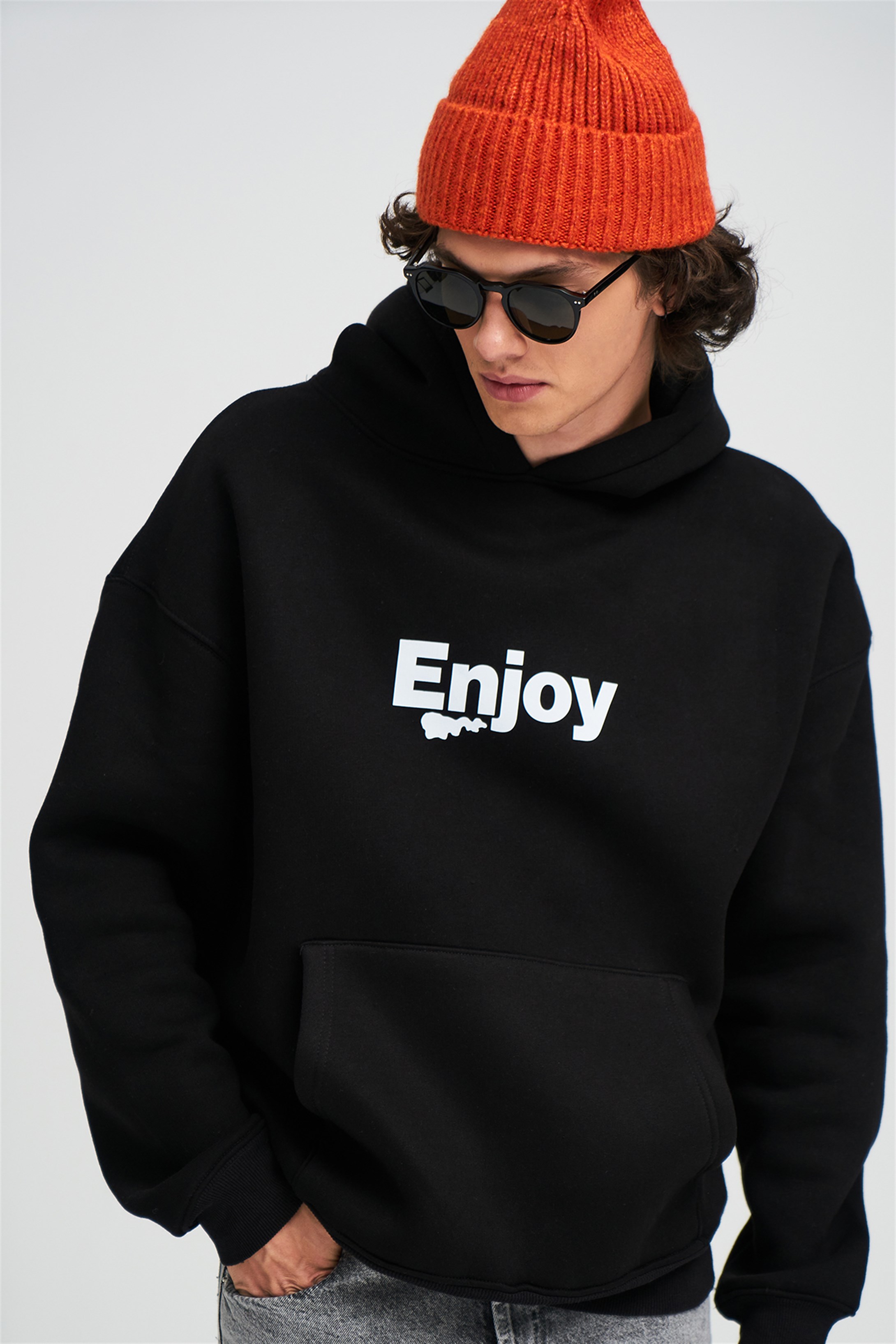 Trendiz Unisex Enjoy Sweatshirt Hoodie Siyah