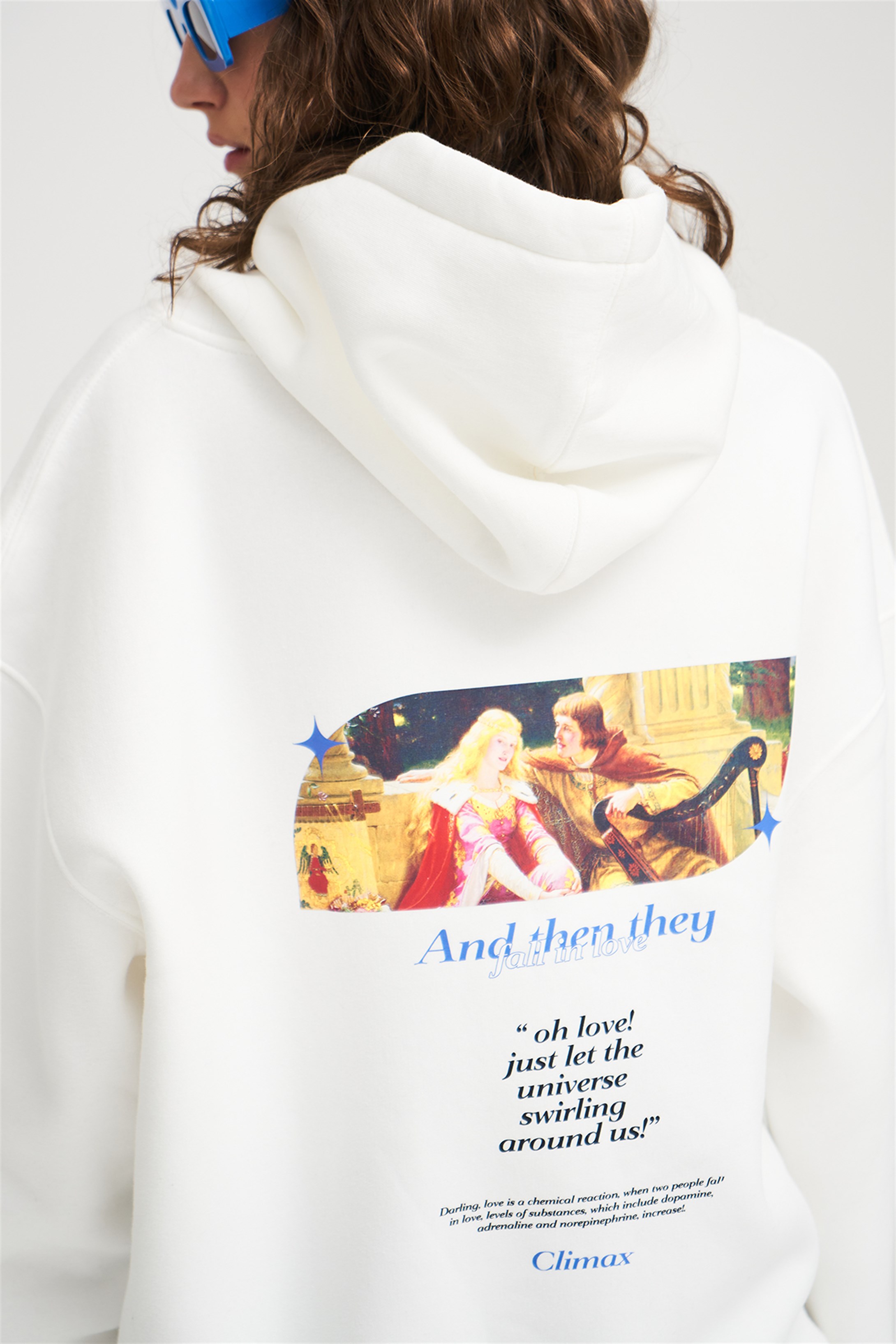 Trendiz Unisex Fall İn Love Sweatshirt Hoodie Beyaz