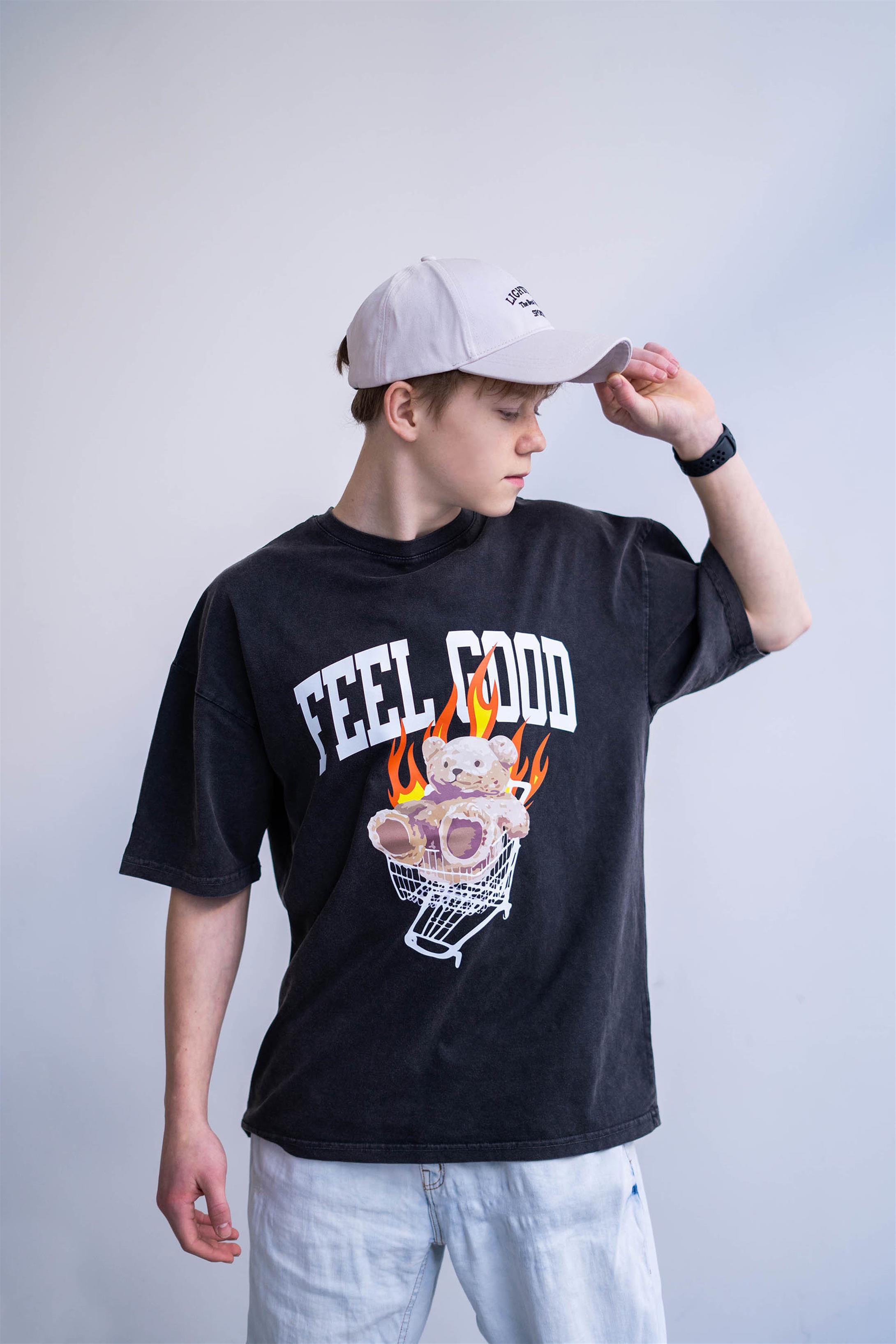 Trendiz Unisex Feel Good Yıkamalı Antasit Tshirt