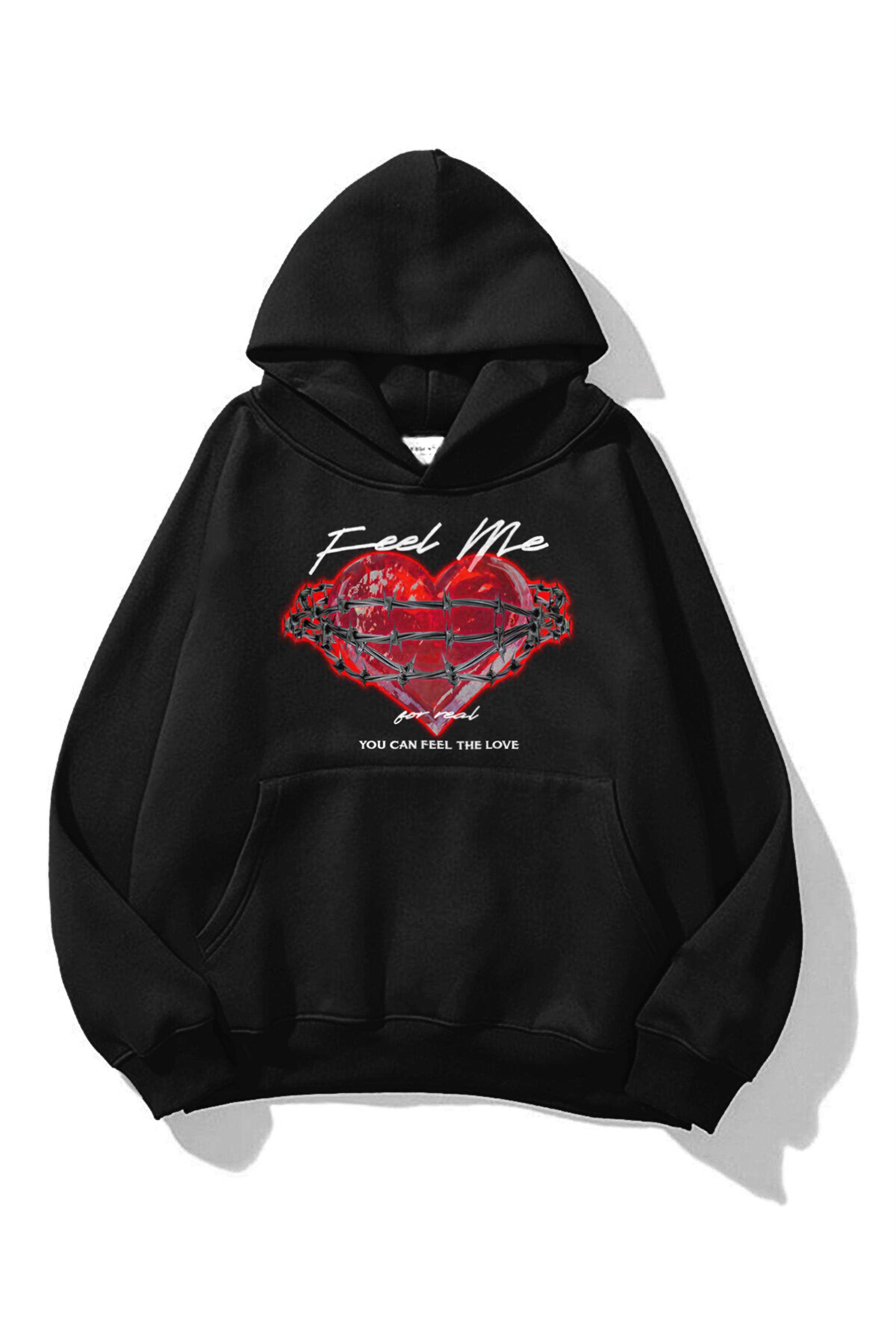 Trendiz Unisex Feel Me Sweatshirt Hoodie Siyah